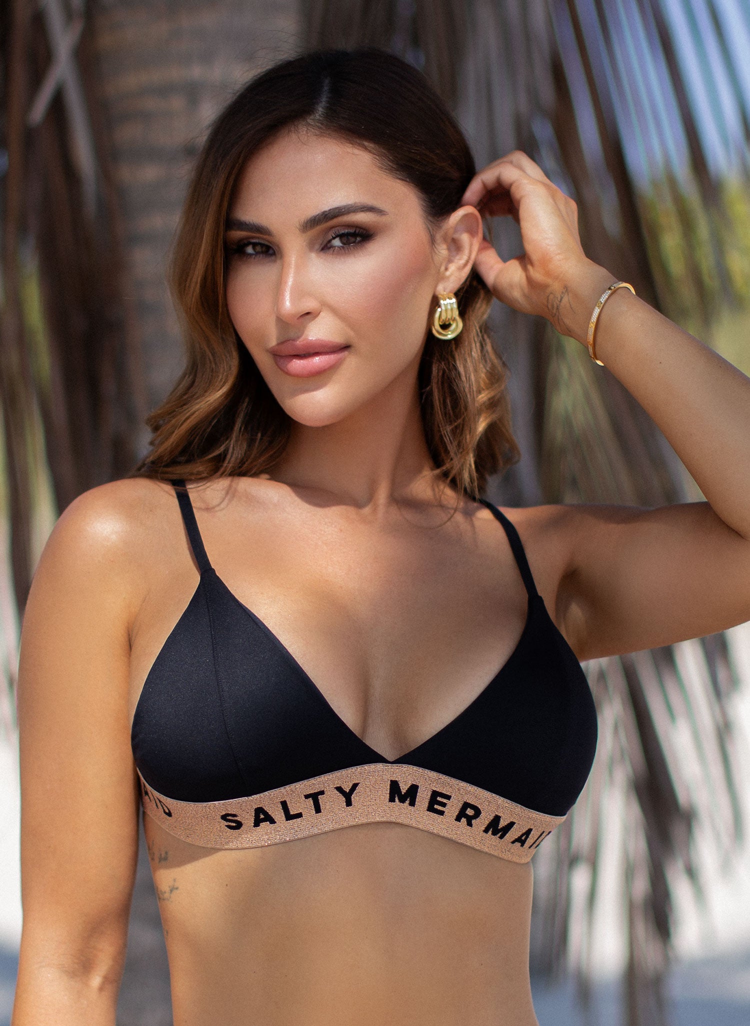 Banded Bikini Top 2.0 - My Private Jet Black / Rose Gold