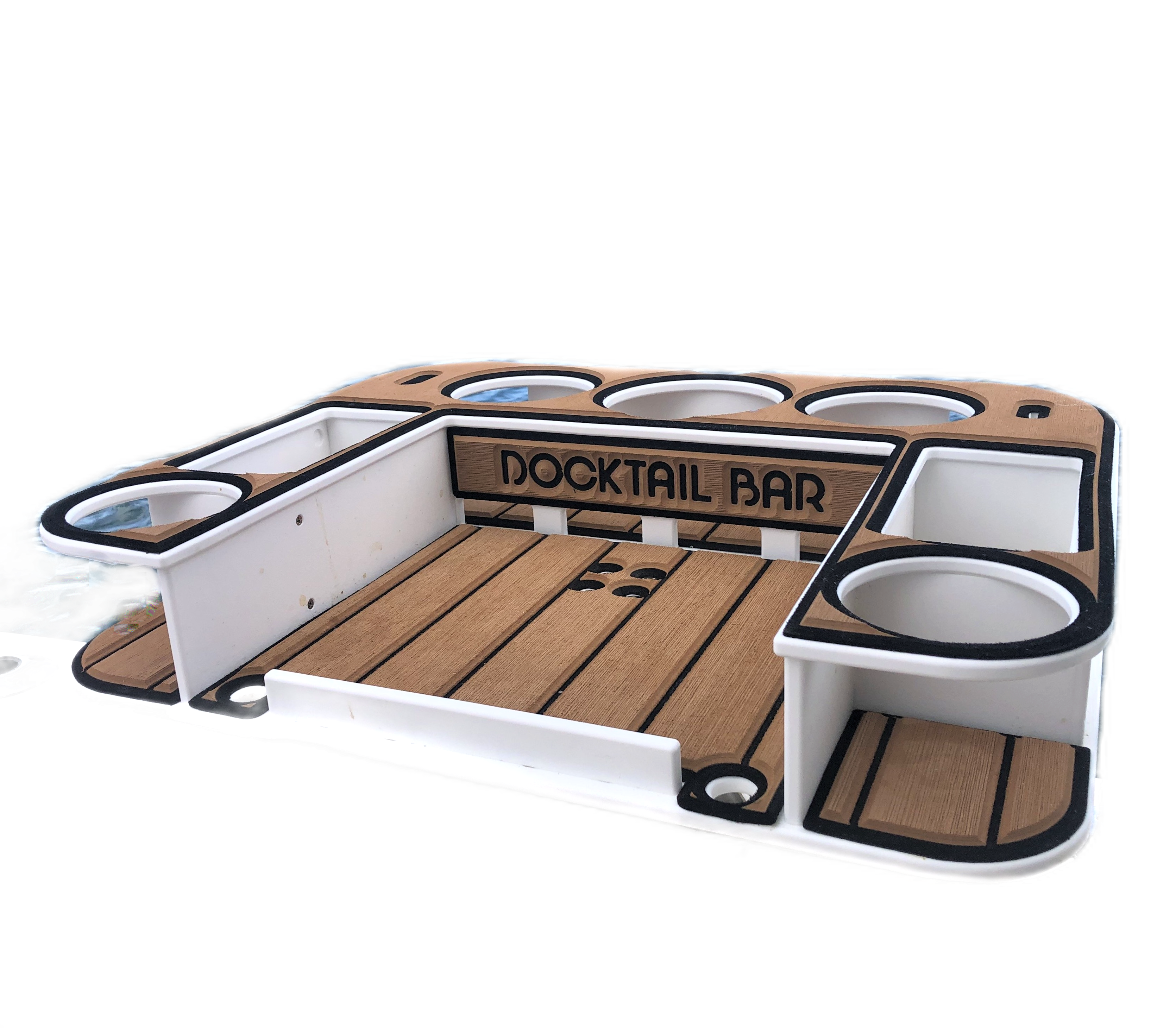 Docktail Butler Boat Table with Adjustable Rod Holder Mount