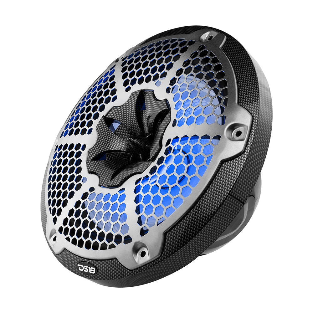 NXL 10" 2-Way Coaxial Marine Speaker With LED RGB Lights 200 Watts Rms 4-Ohm -Black Carbon Fiber
