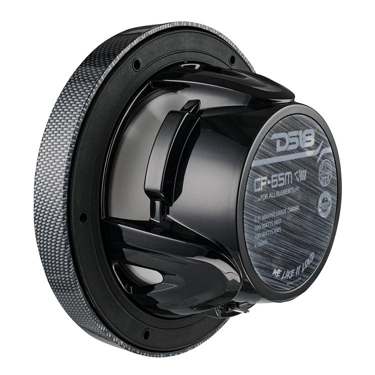 NXL 6.5" 2-Way Coaxial Marine Speaker With LED RGB Lights 100 Watts Rms 4-Ohm - Black Carbon Fiber