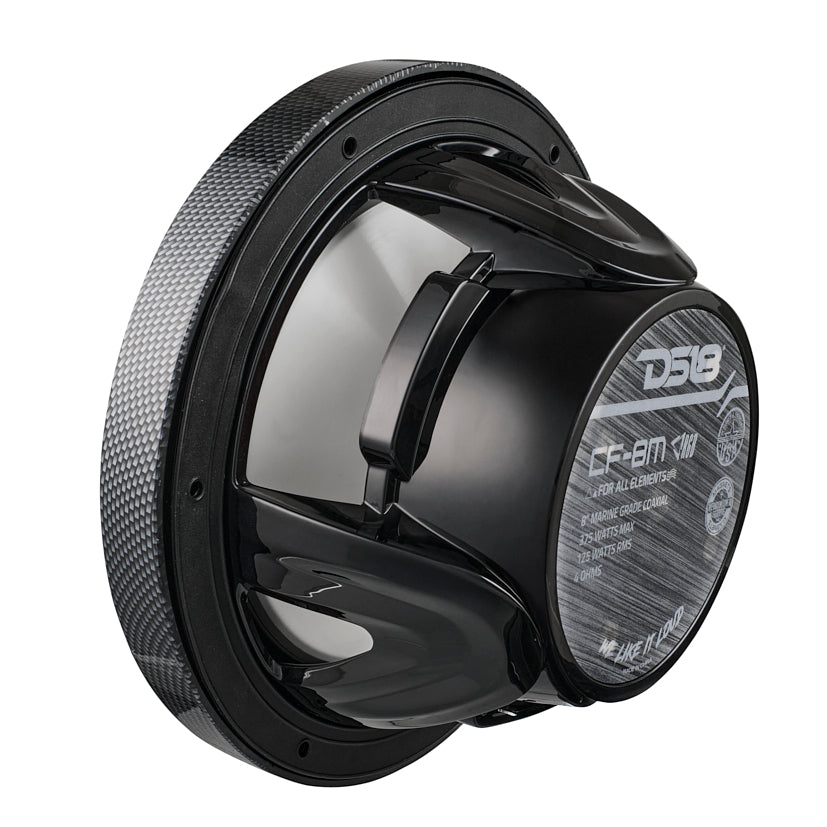 NXL 8" 2-Way Coaxial Marine Speaker With LED RGB Lights 125 Watts Rms 4-Ohm - Black Carbon Fiber