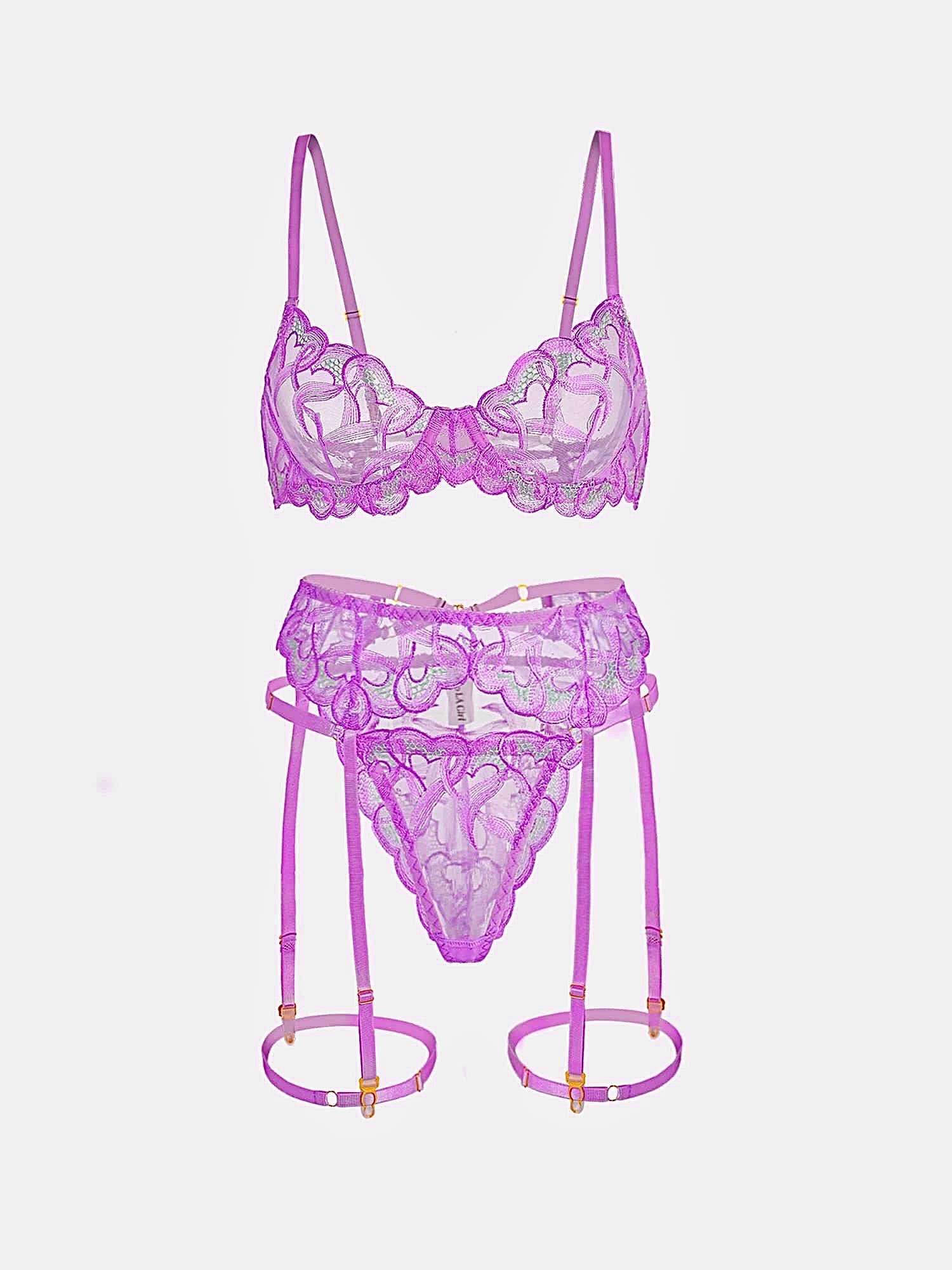 Purple Embroidery Lingerie Set