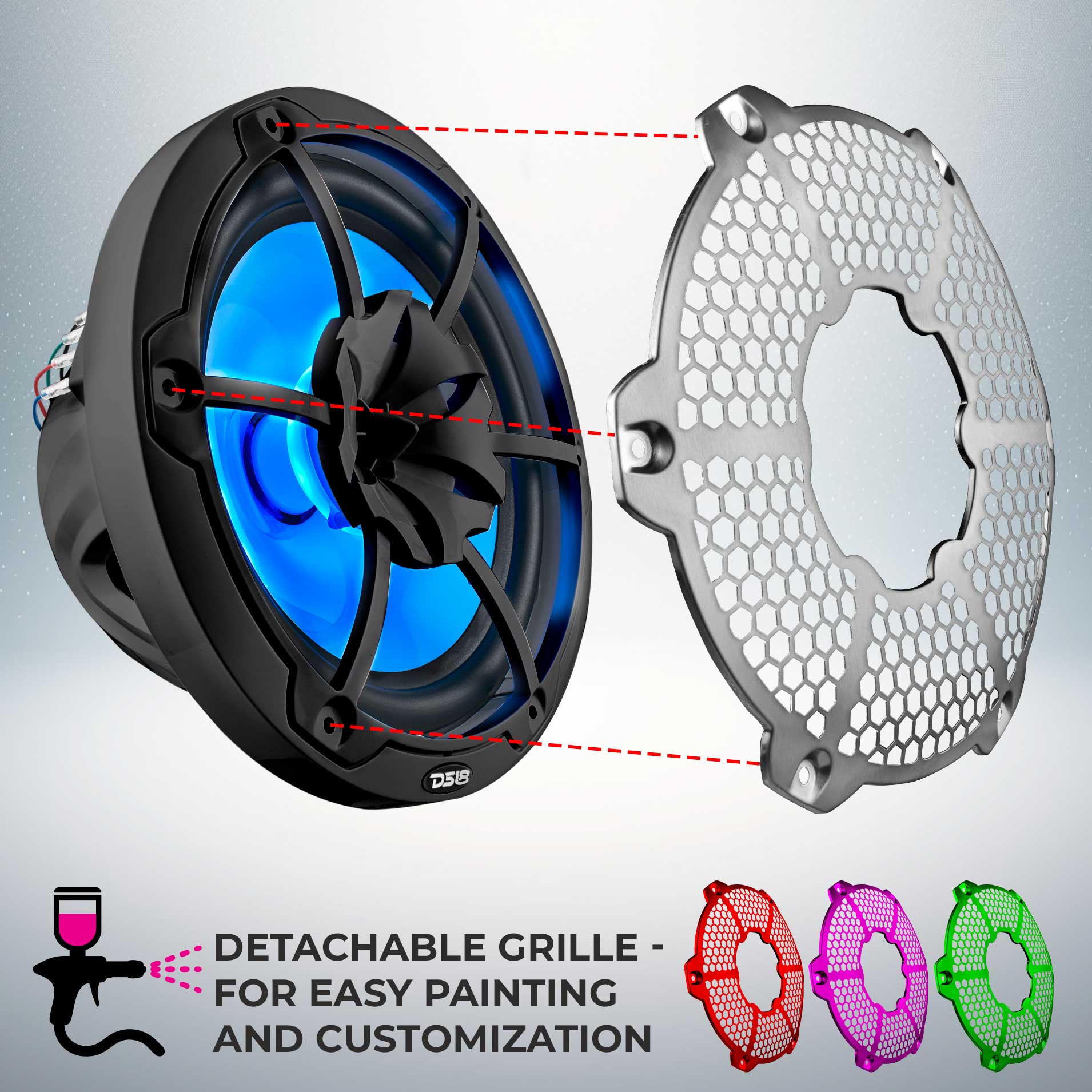 NXL 10" 2-Way Coaxial Marine Speaker With LED RGB Lights 200 Watts Rms 4-Ohm -Black