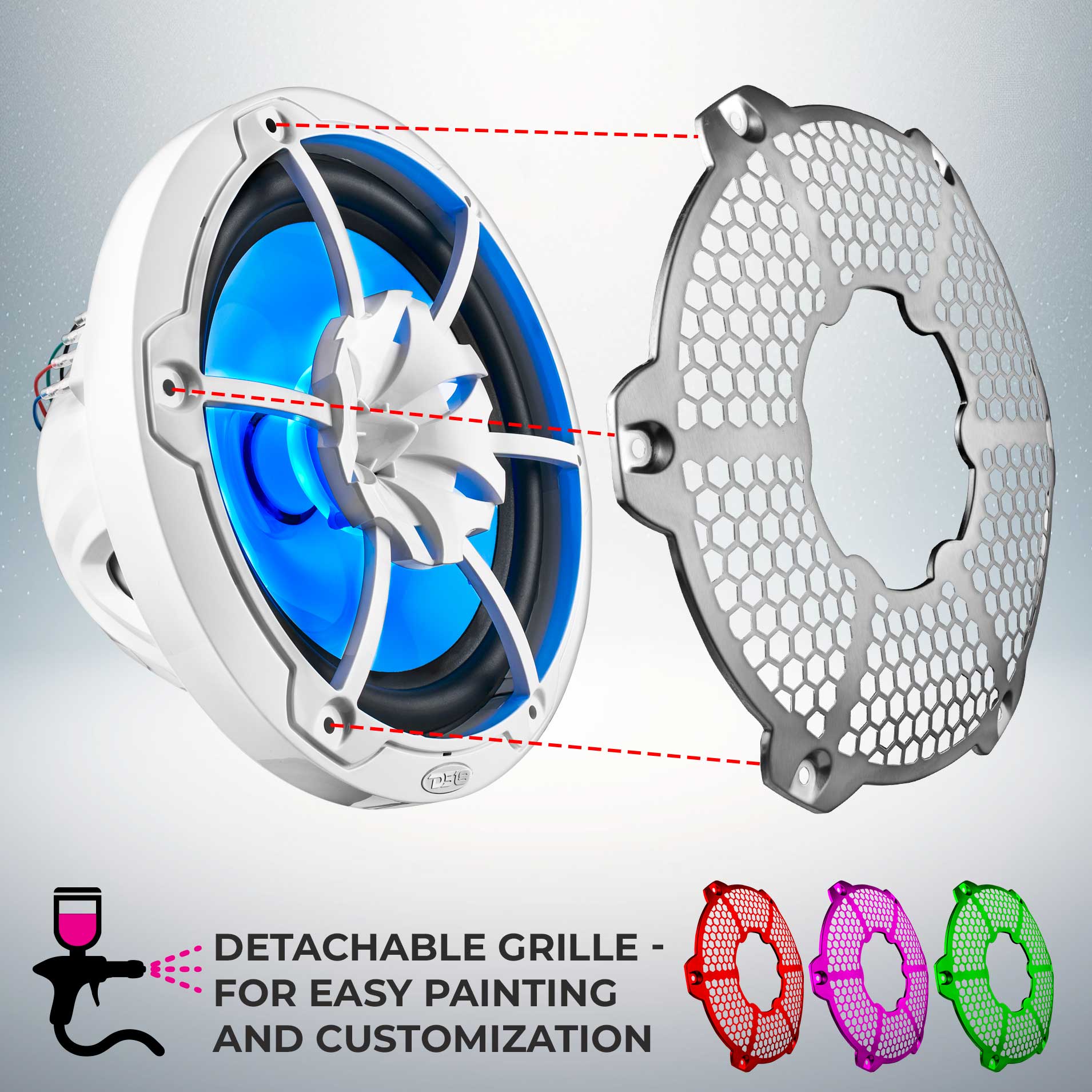 NXL 10" 2-Way Coaxial Marine Speaker with RGB LED Lights 200 Watts Rms 4-Ohm