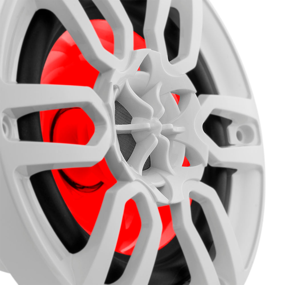 NXL 6.5" 2-Way Coaxial Marine Speaker With LED RGB Lights 100 Watts Rms 4-Ohm -White