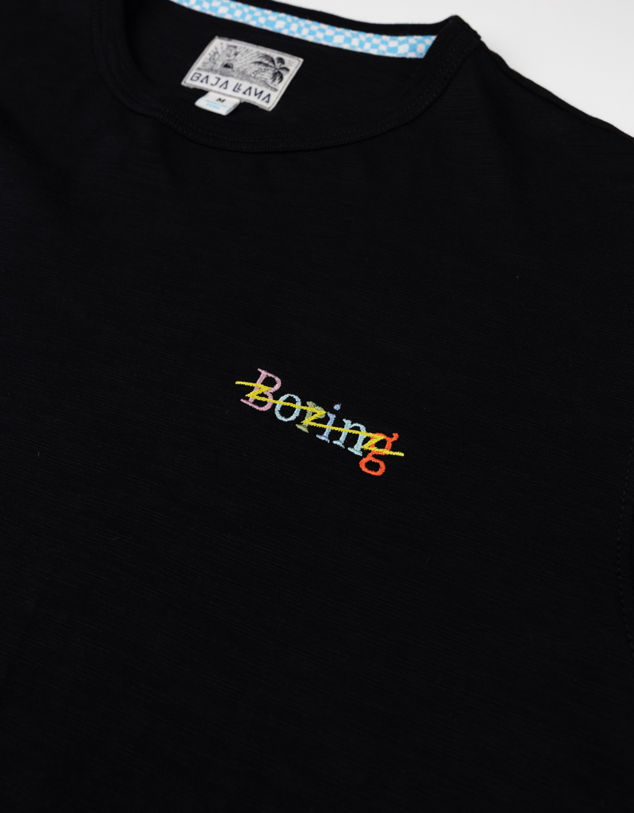 BORING EMBROIDERY - BLACK SLUB PIMA TEE