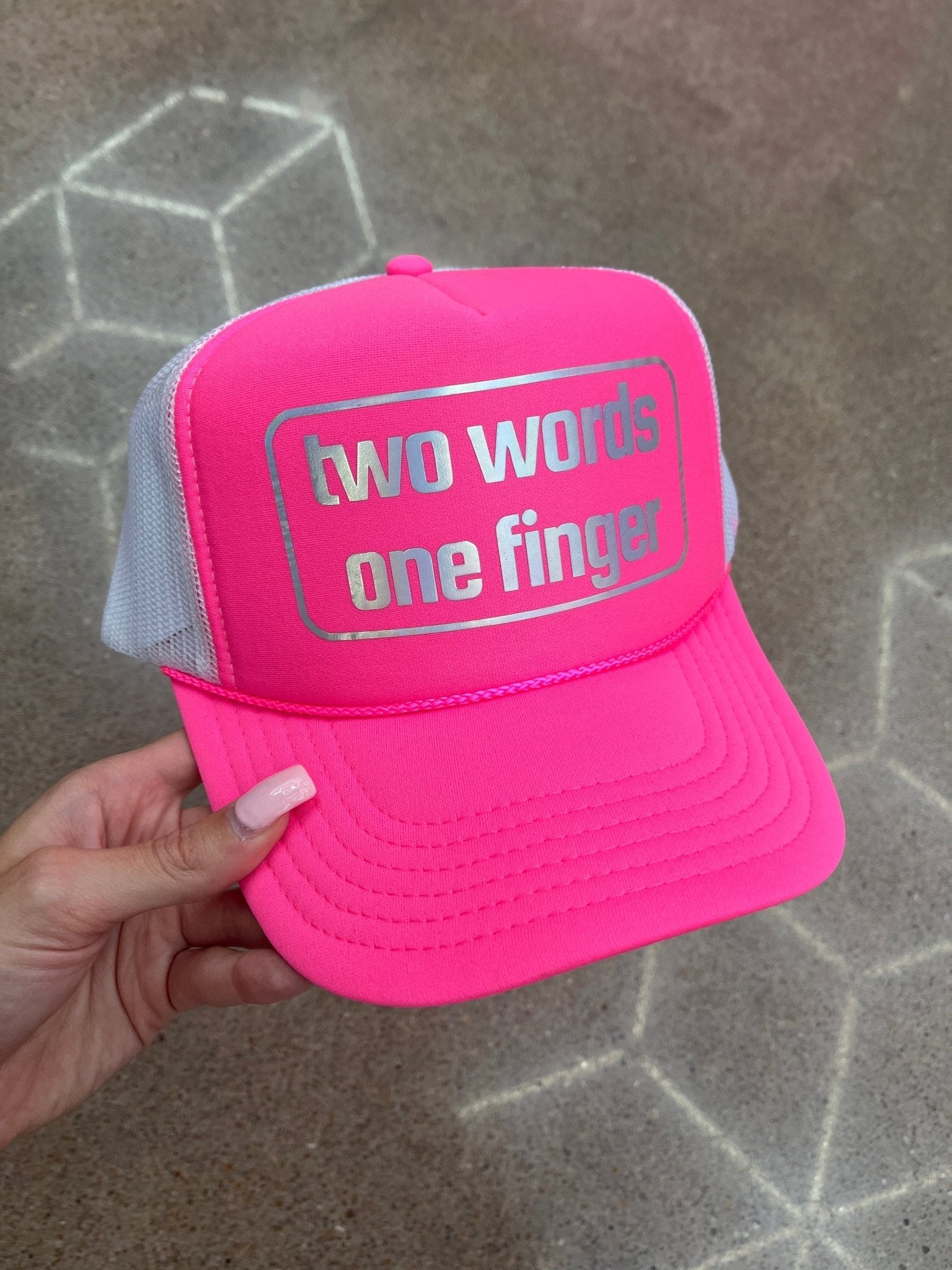 Two Words One Finger // Trucker Hat