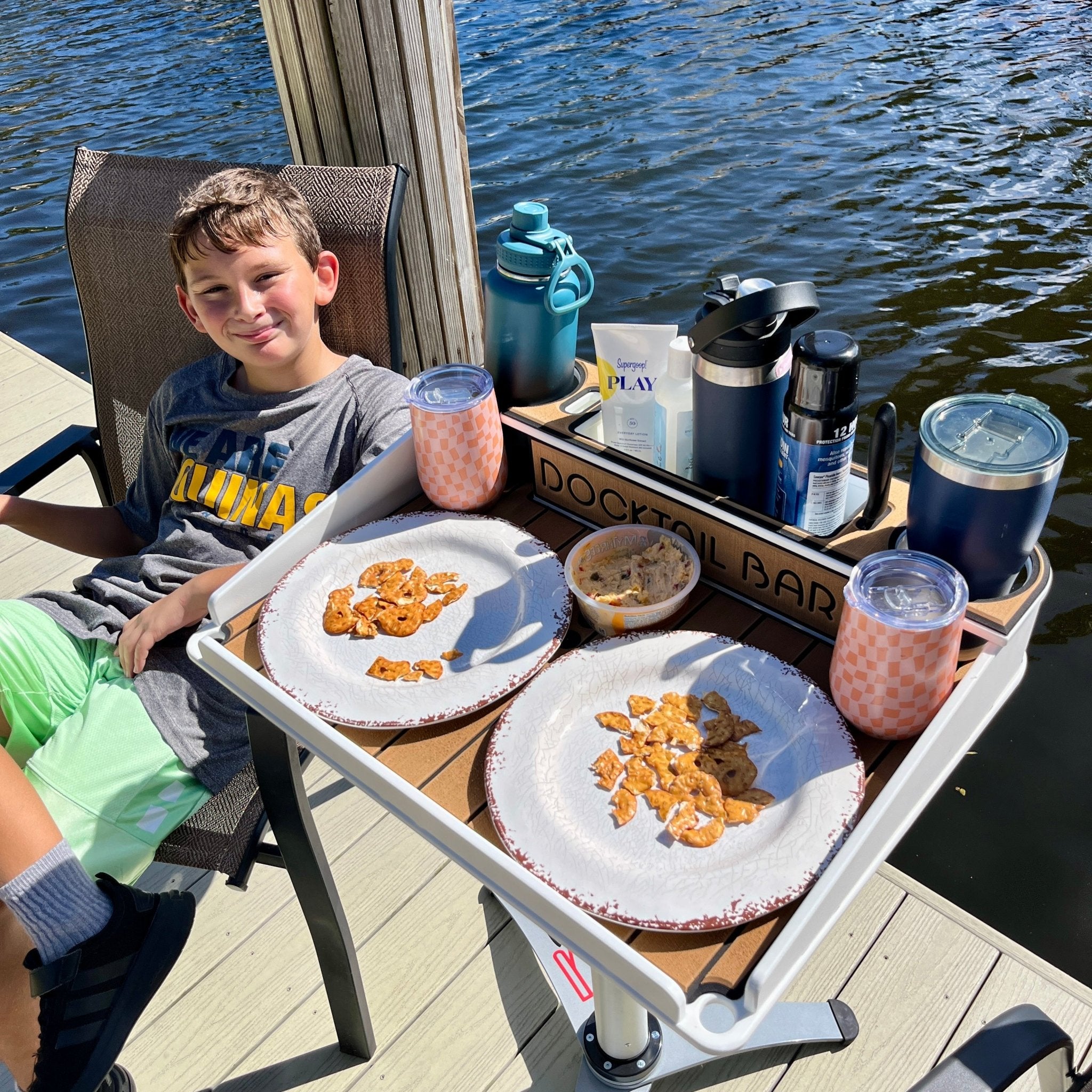 Docktail Boondocking Table - For Camping, RV's, Tailgating, Poolside, and Grill Prep