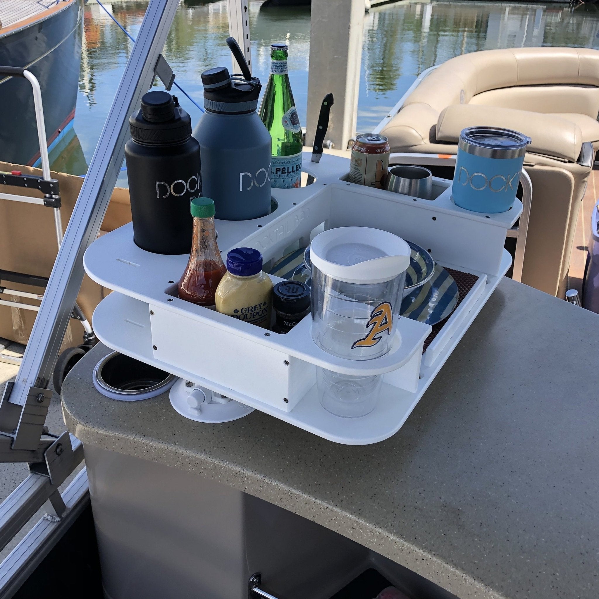 Docktail Butler Boat Table with 2 SeaSucker Vacuum Mounts - Perfect for Smooth Flat Surface Locations