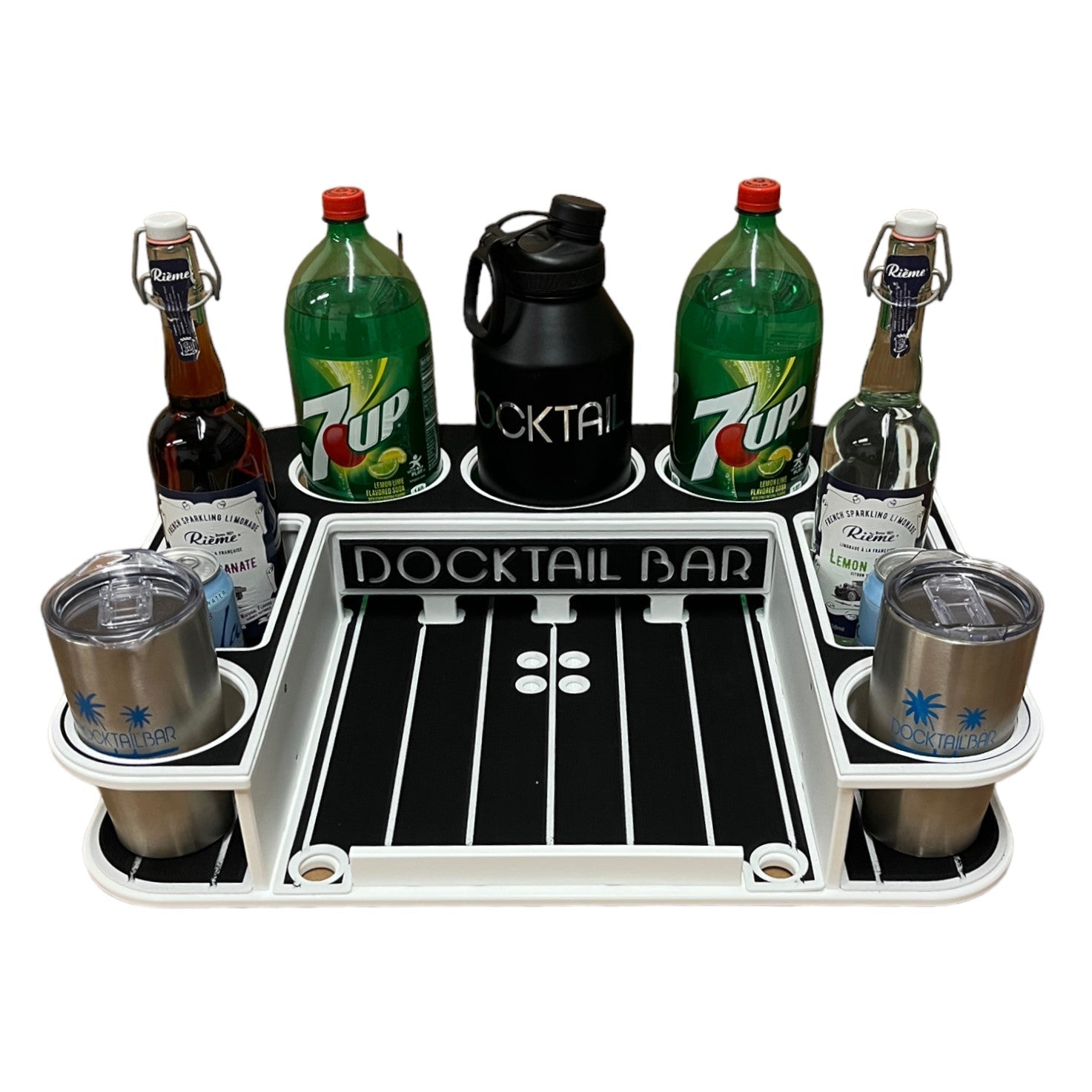 Docktail Butler Boat Table with Adjustable Rod Holder Mount