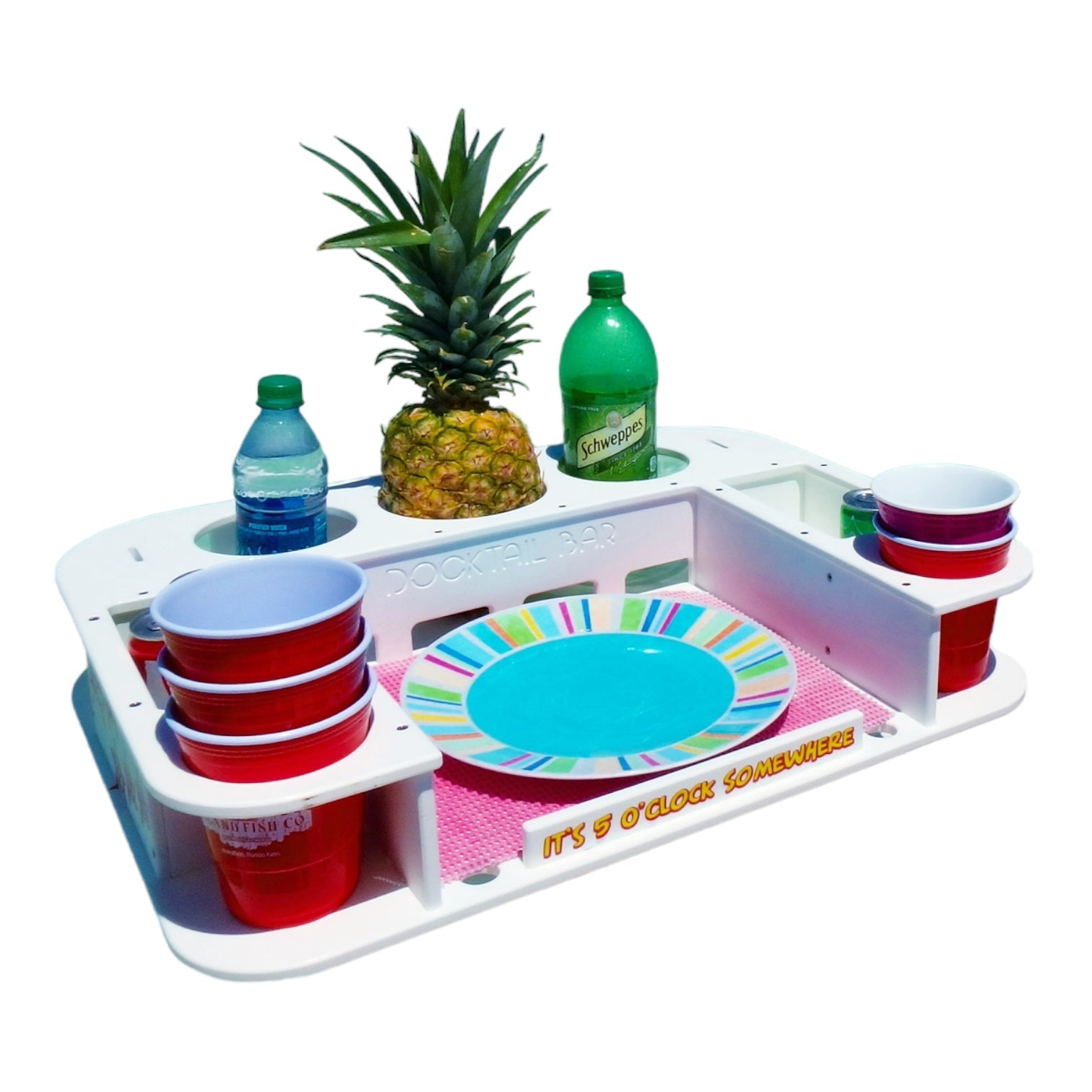 Docktail Butler Boat Table with Adjustable Rod Holder Mount