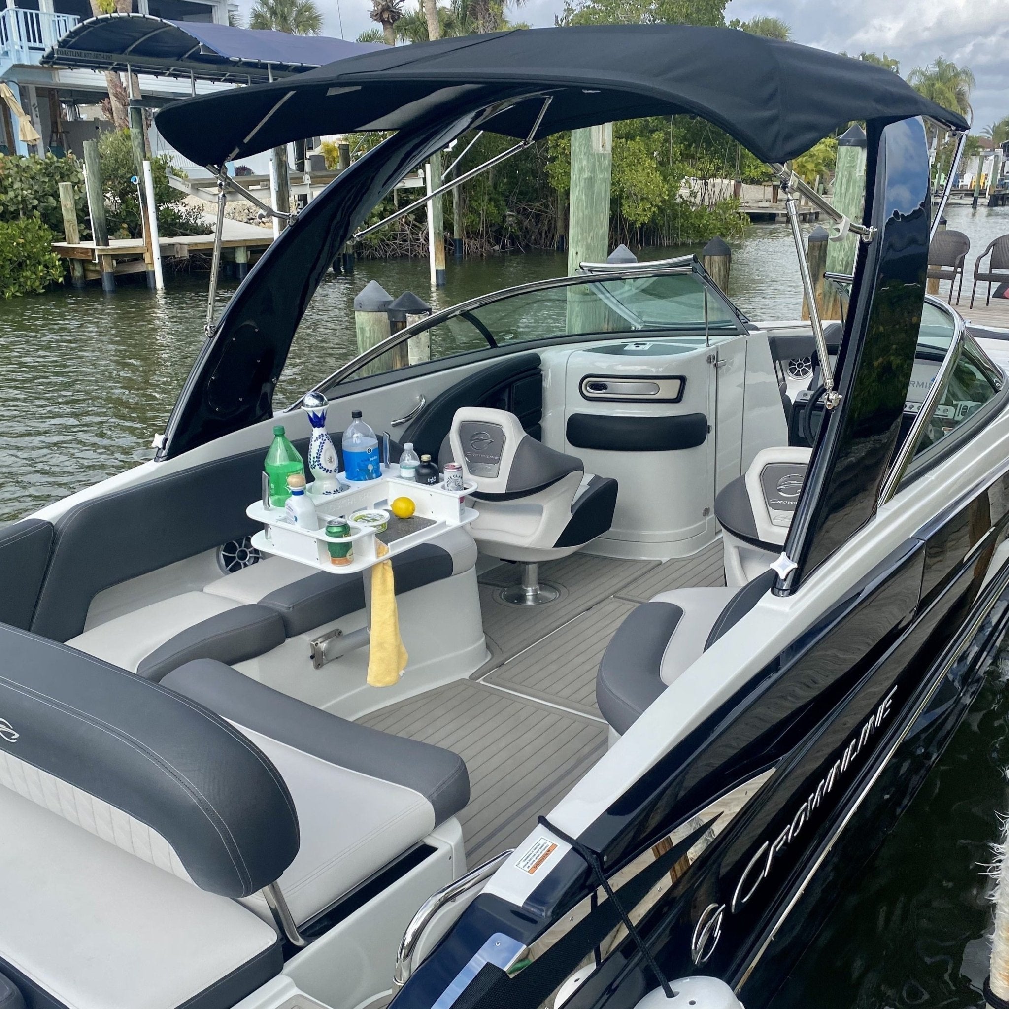 Docktail Butler Boat Table with Pedestal Table Attachment Options