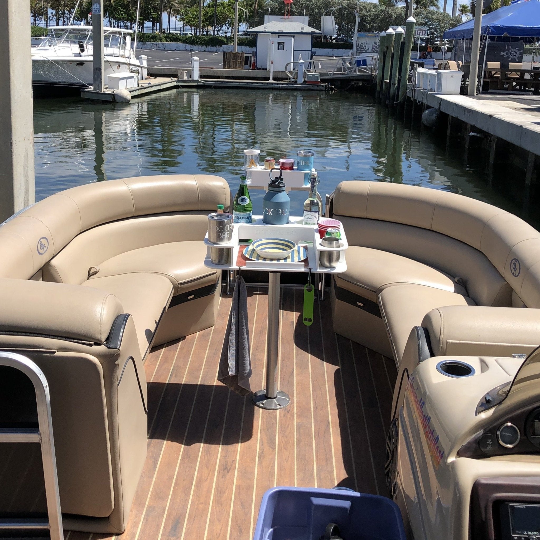 Docktail Butler Boat Table with Pedestal Table Attachment Options