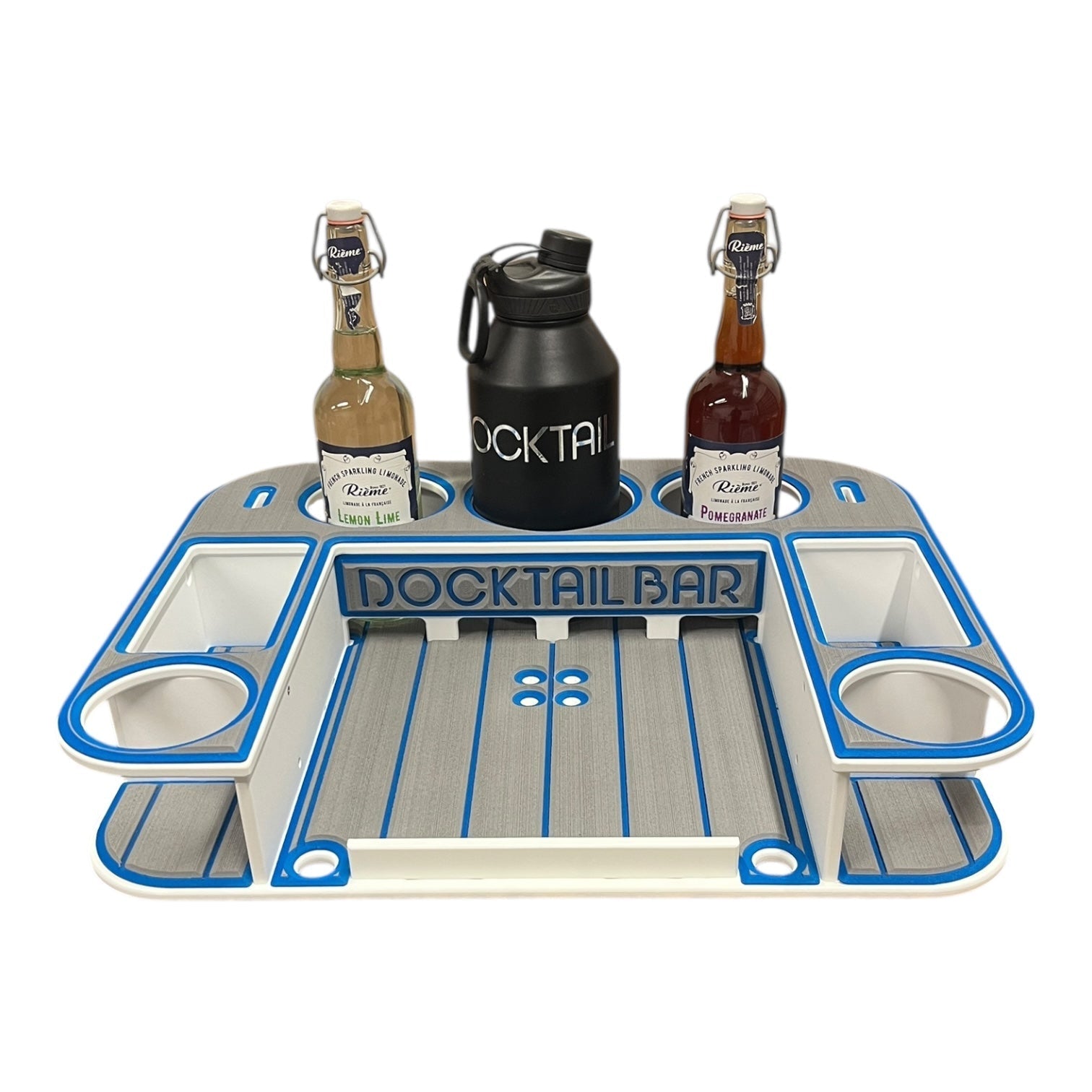 Docktail Butler Boat Table with Adjustable Rod Holder Mount