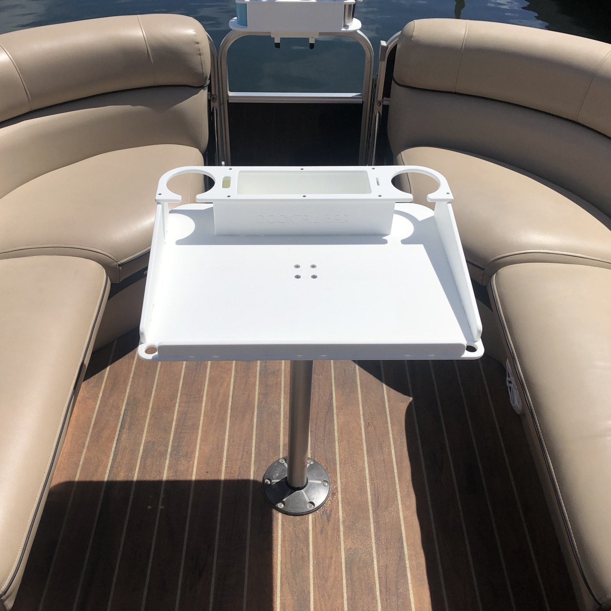 Docktail Utility Boat Table with Pedestal Table Attachment Options