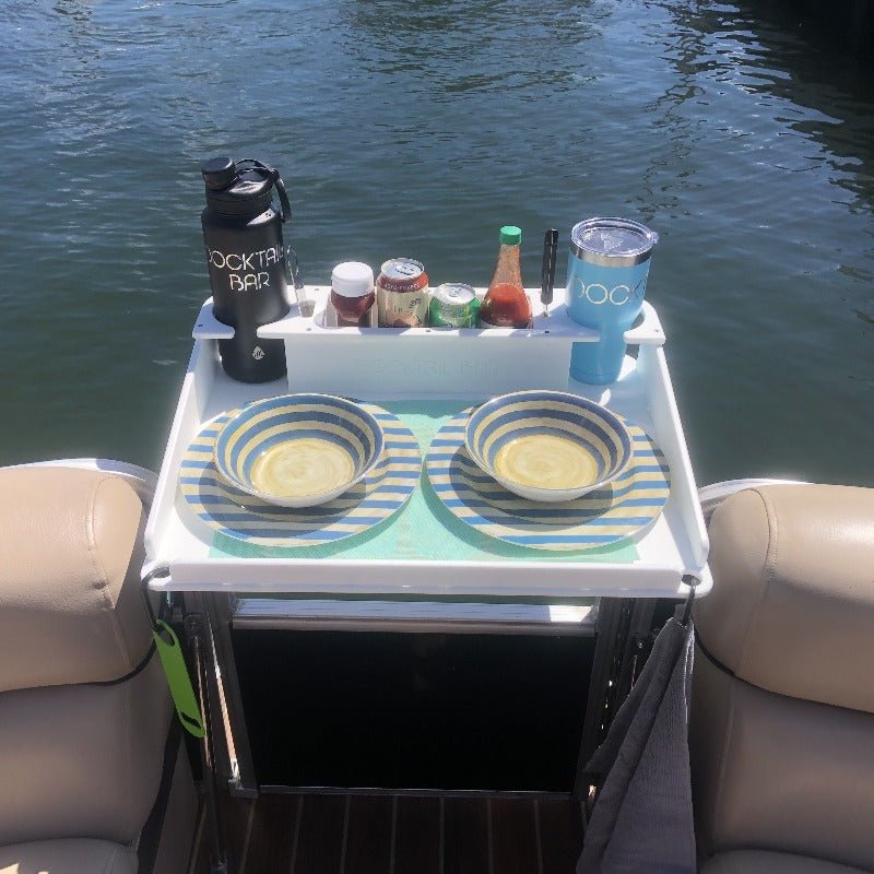 Docktail Utility Boat Table with Pontoon Boat Rail Mount