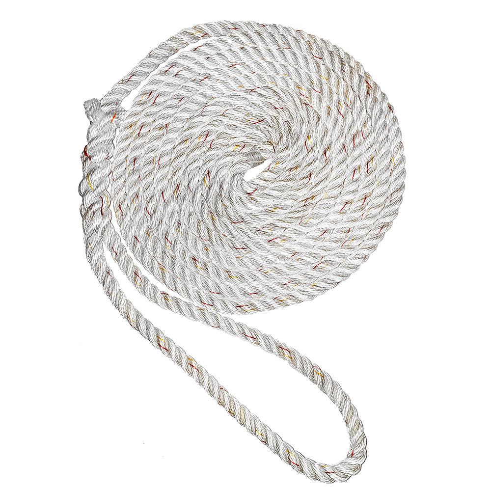 New England Ropes 3/8" Premium 3-Strand Dock Line - White w/Tracer - 20