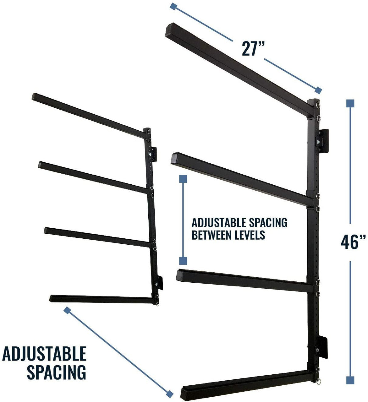 Indoor Wall Rack |  46 Inch Adjustable Height | Kayak & SUP