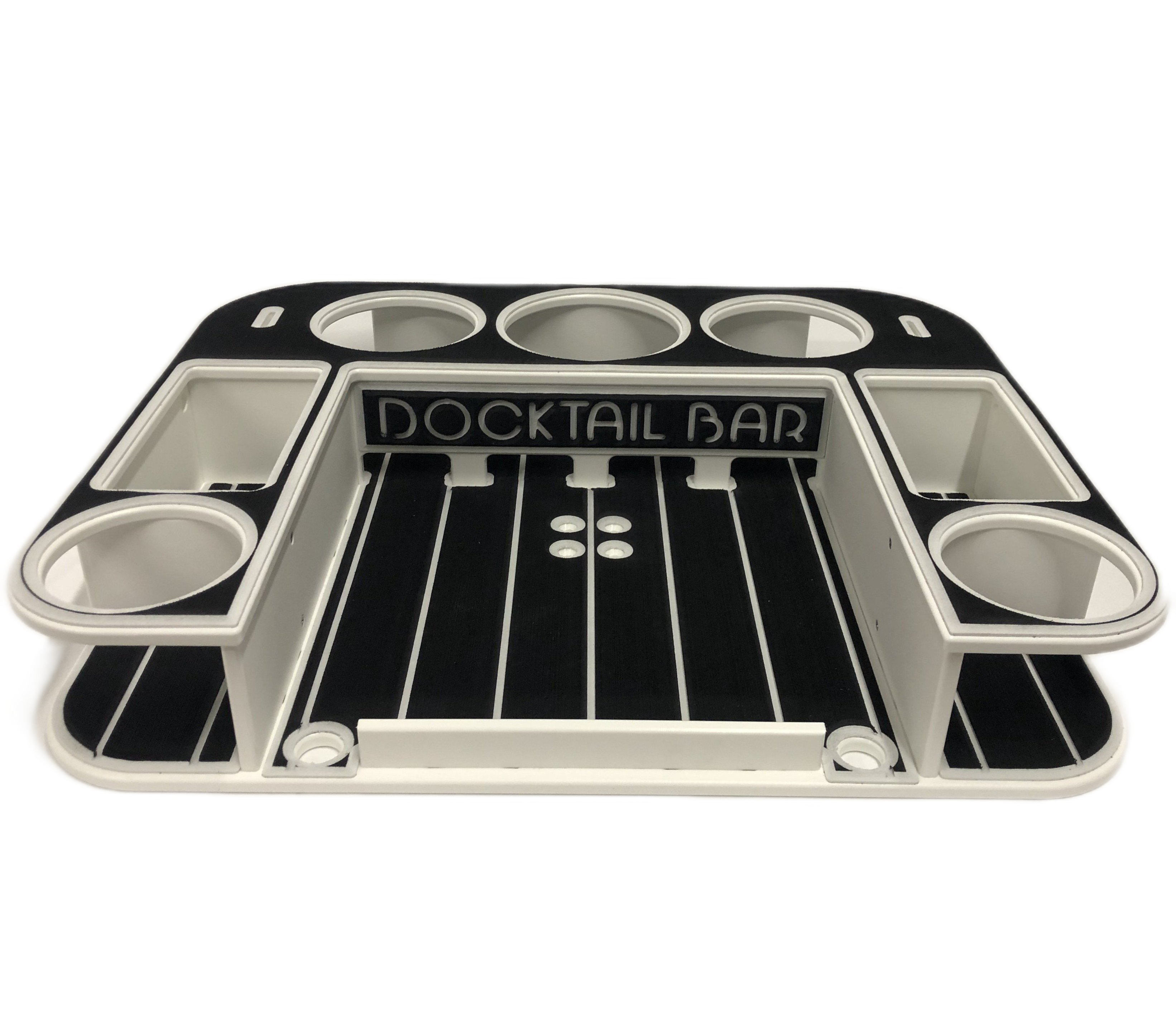 Docktail Butler Boat Table with Adjustable Rod Holder Mount