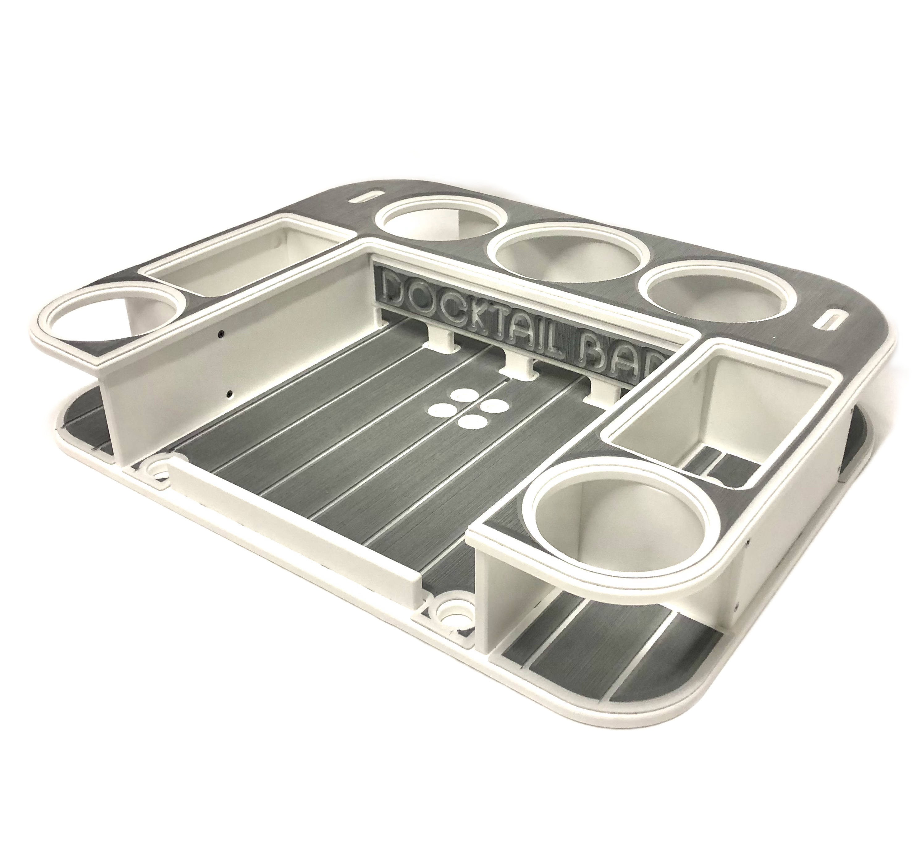 Docktail Butler Boat Table with Adjustable Rod Holder Mount