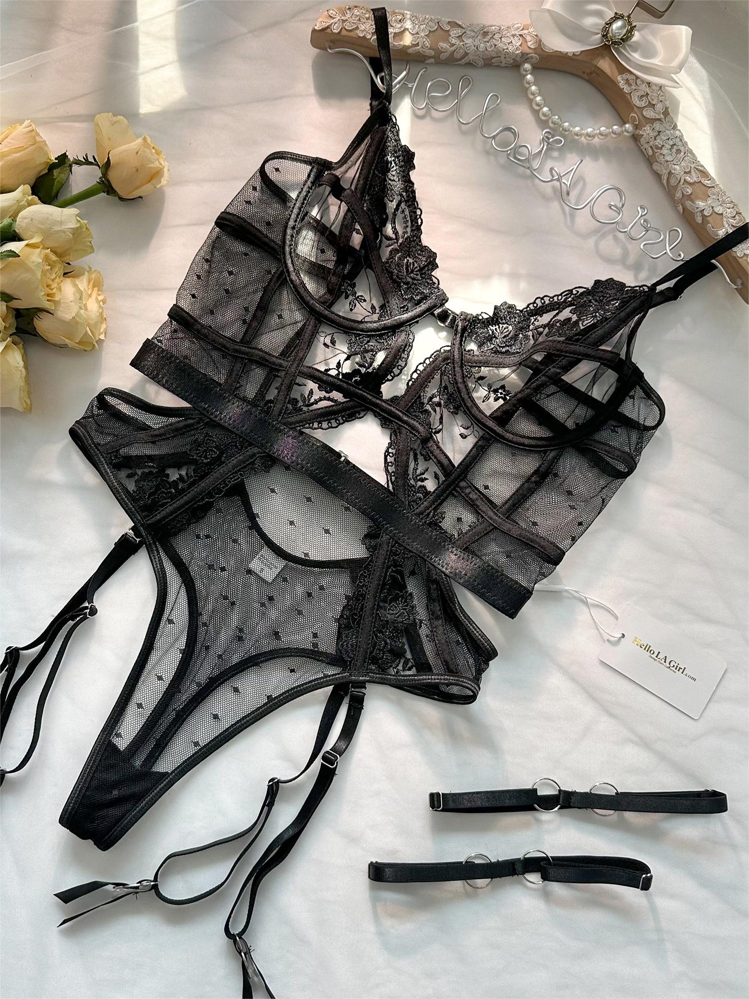 Solid Elegant Embroidered Lace Bodysuit