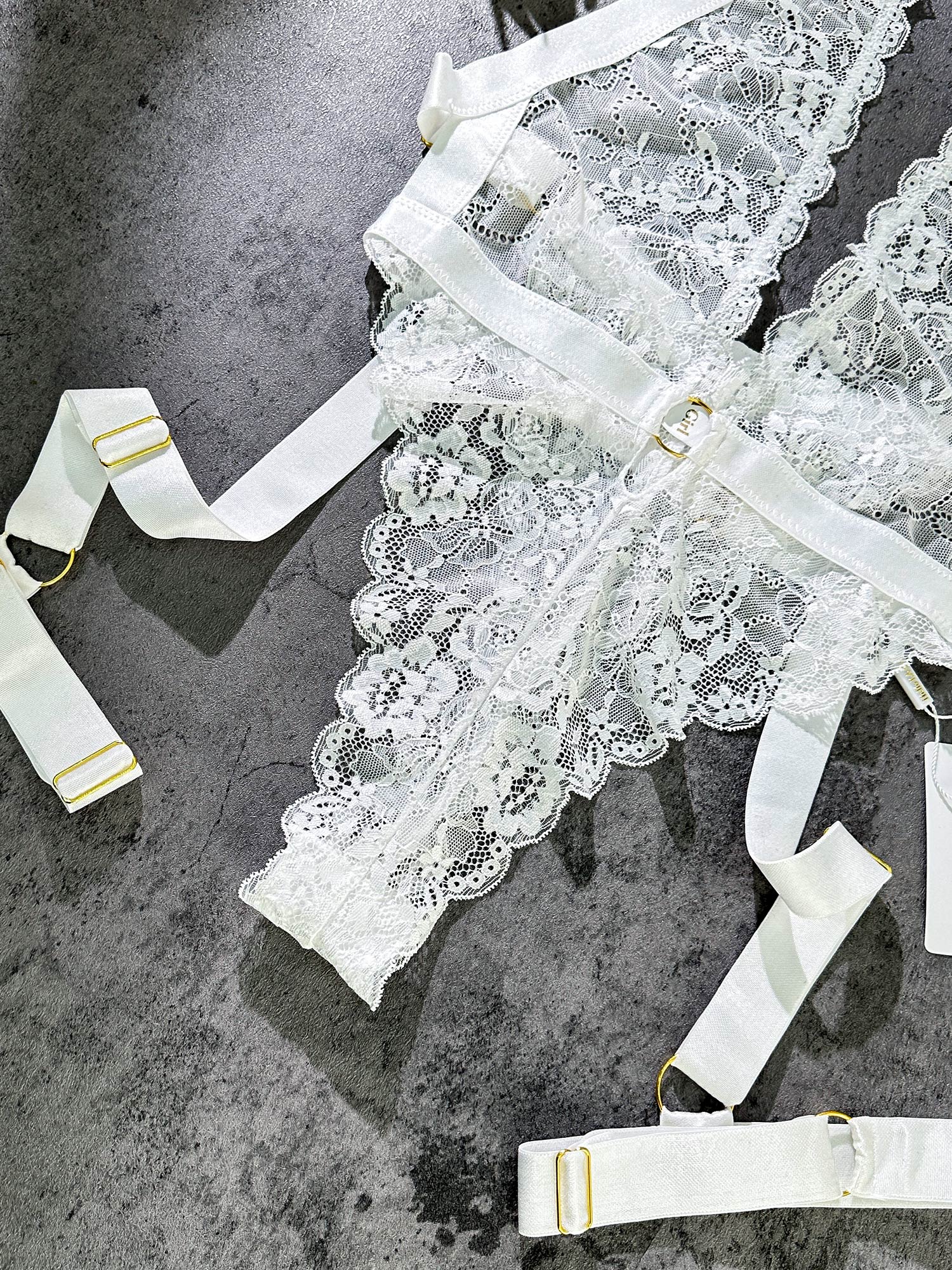 White Sexy Lace Suspenders Shapewear