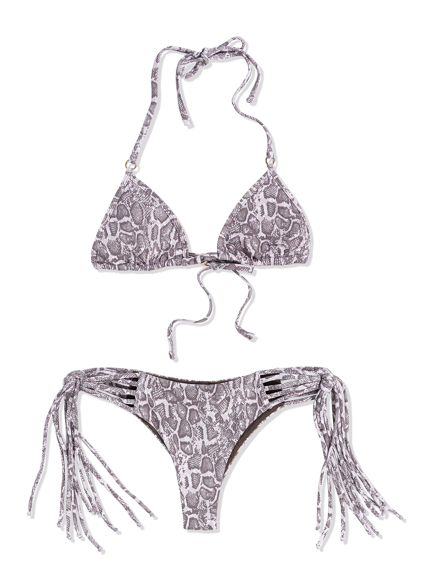 Finley Fringe Bikini Bottom - Wild Venom Snakeskin Print