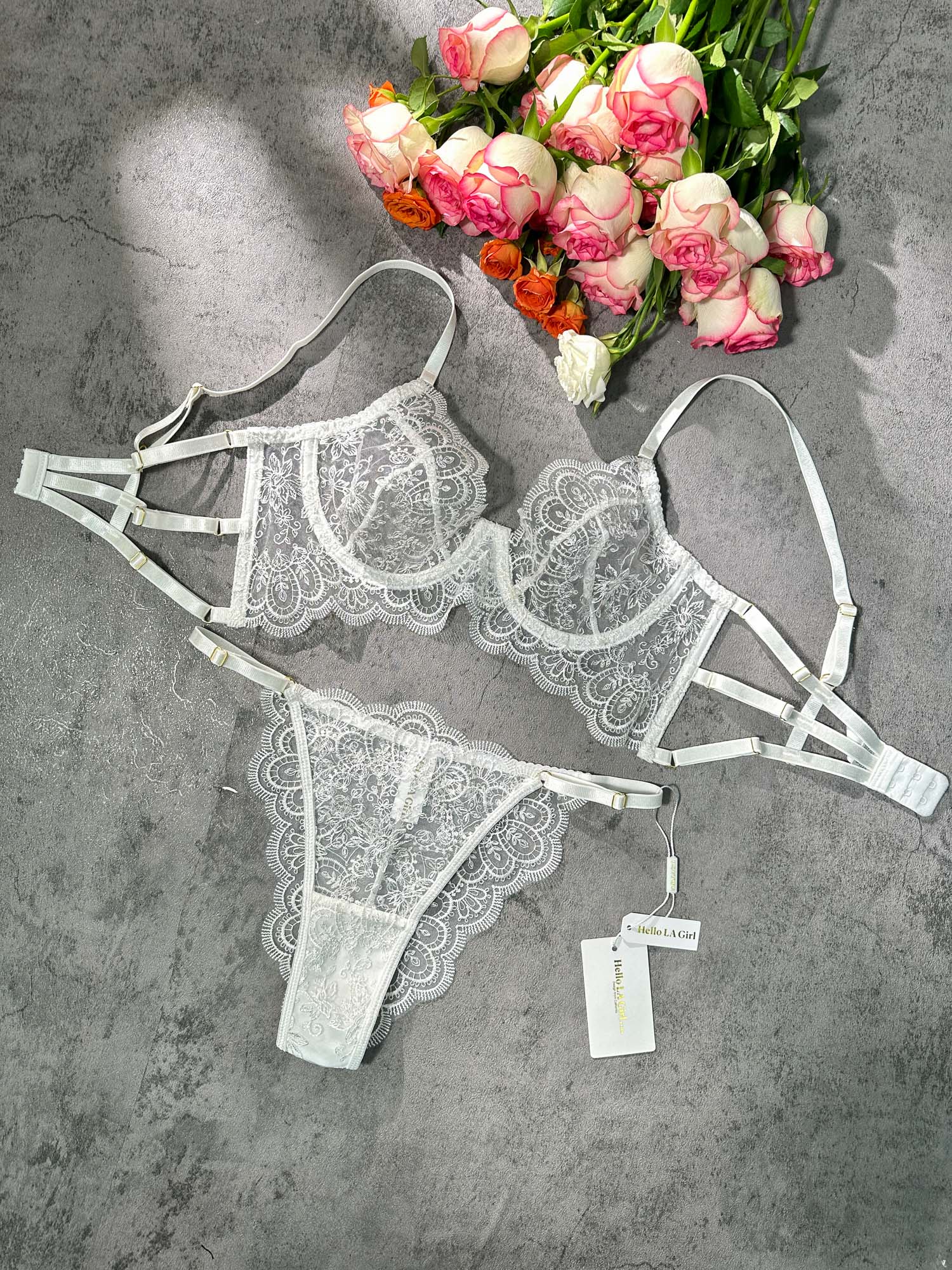 White Exquisite Lace Lingerie Set