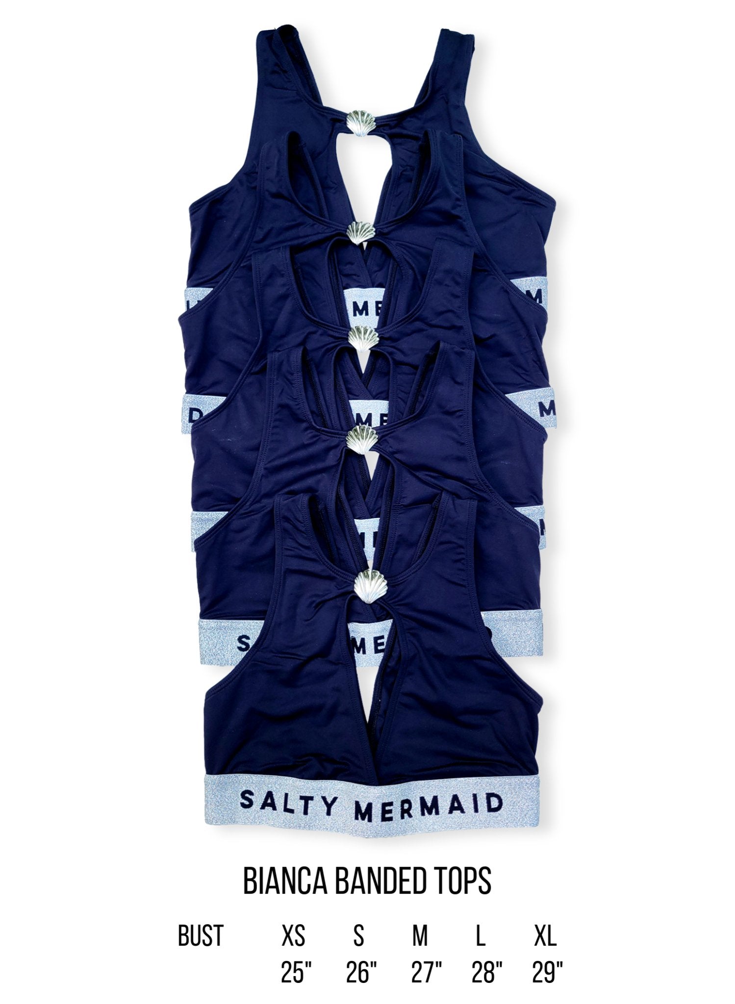 Bianca Banded Bikini Top - My Private Jet Black / Silver