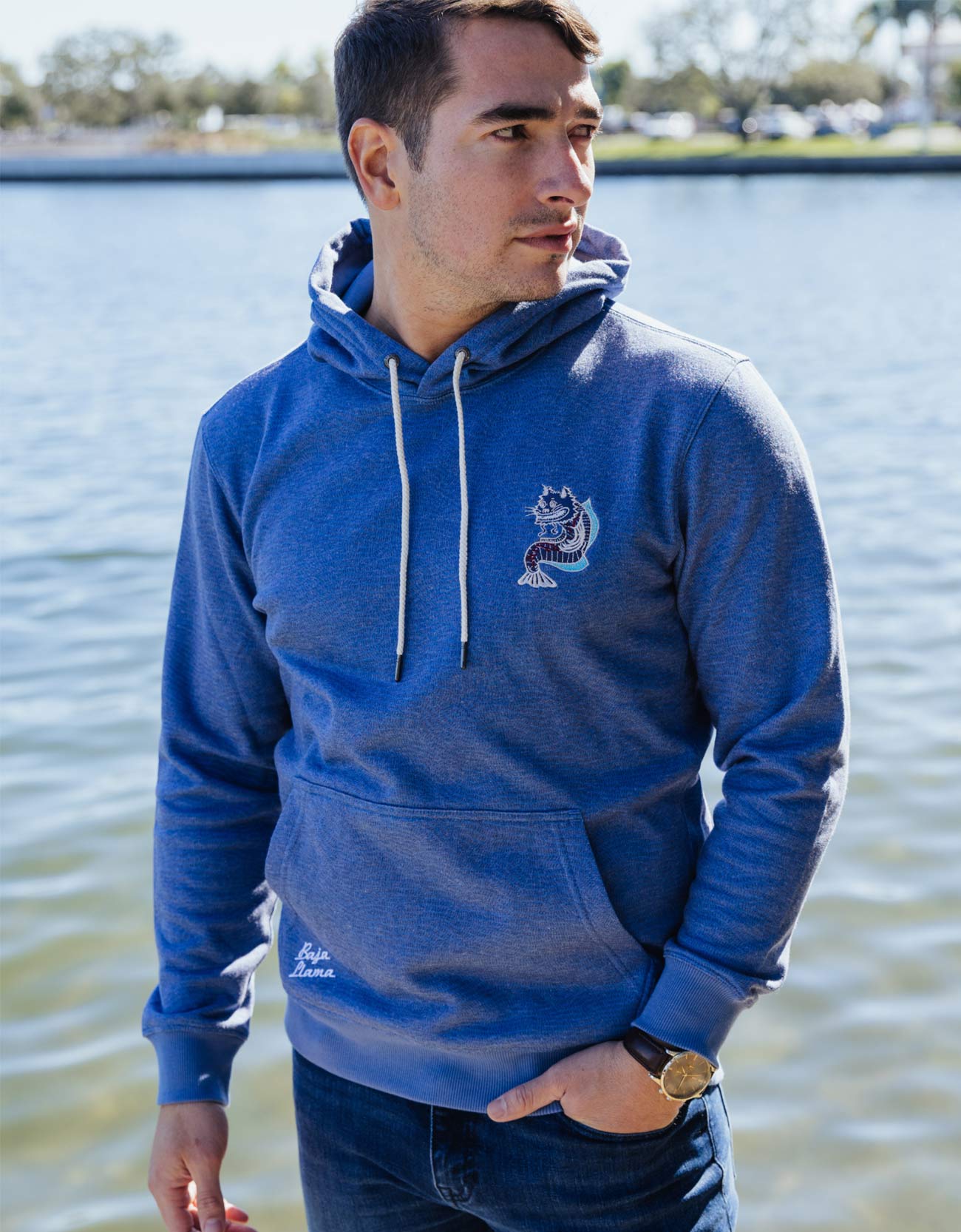 CATFISHED ORGANIC COTTON HOODIE - BLUE