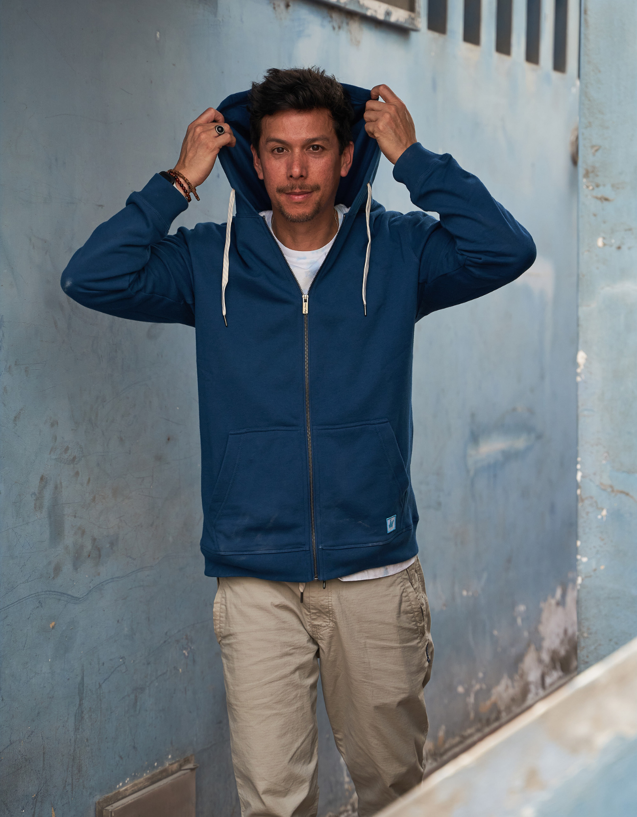BAIKAL ORGANIC ZIP HOODIE - BLUE