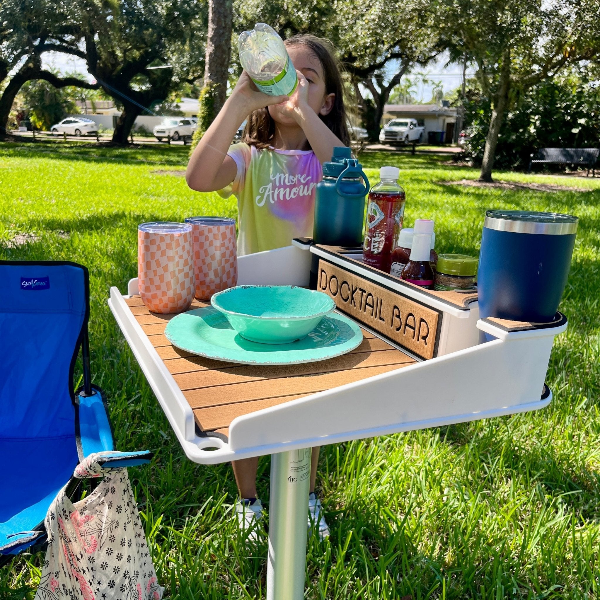 Docktail Boondocking Table - For Camping, RV's, Tailgating, Poolside, and Grill Prep