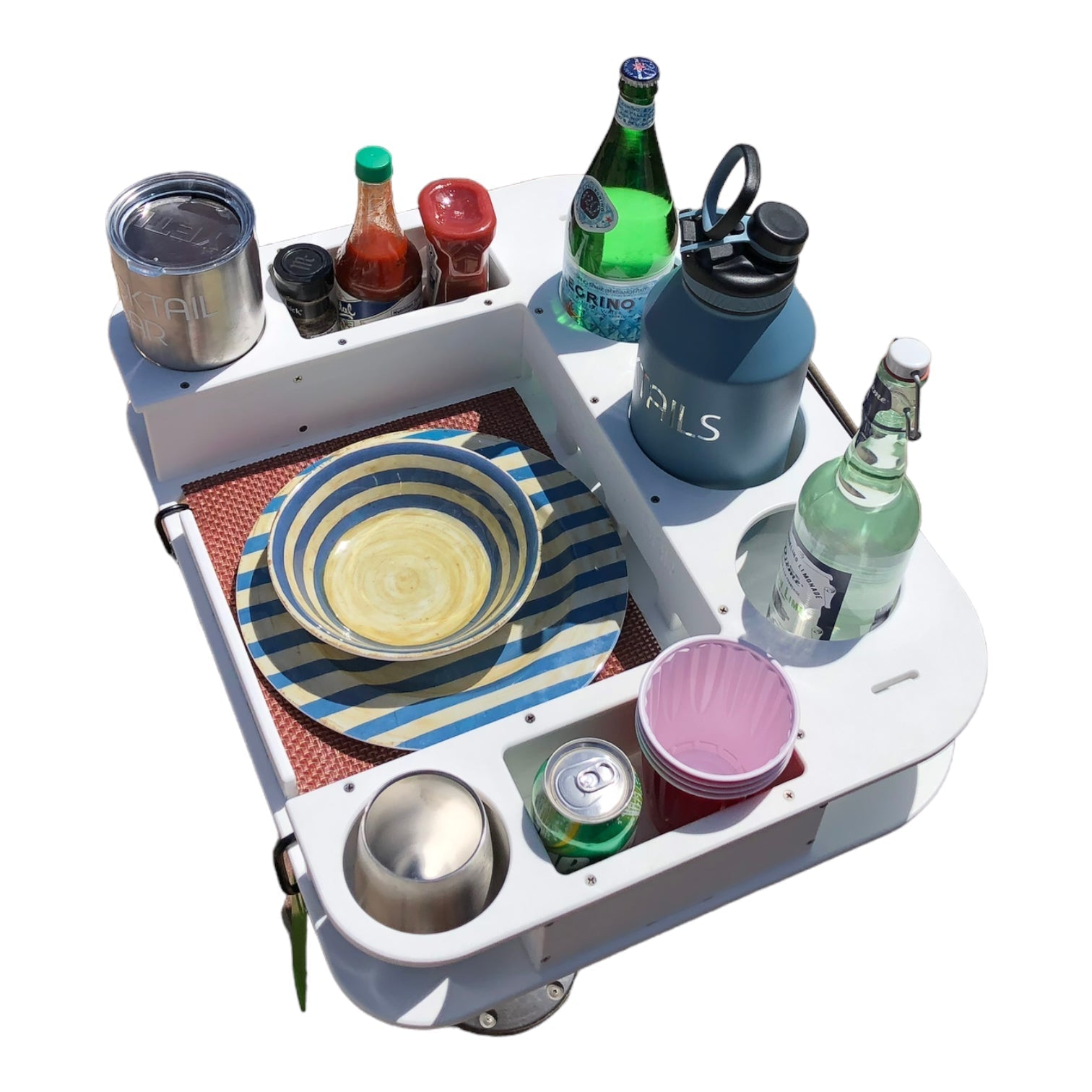 Docktail Butler Boat Table with Adjustable Rod Holder Mount