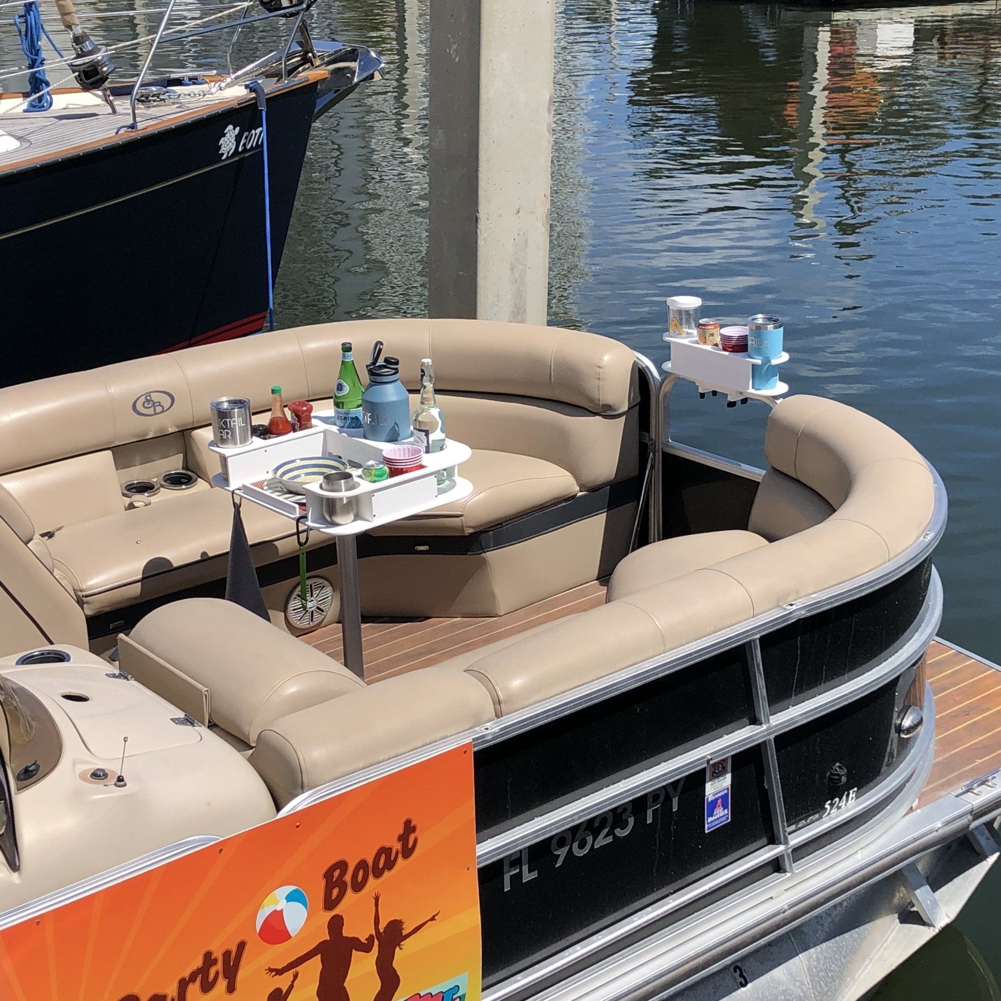 Docktail Butler Boat Table with Pedestal Table Attachment Options