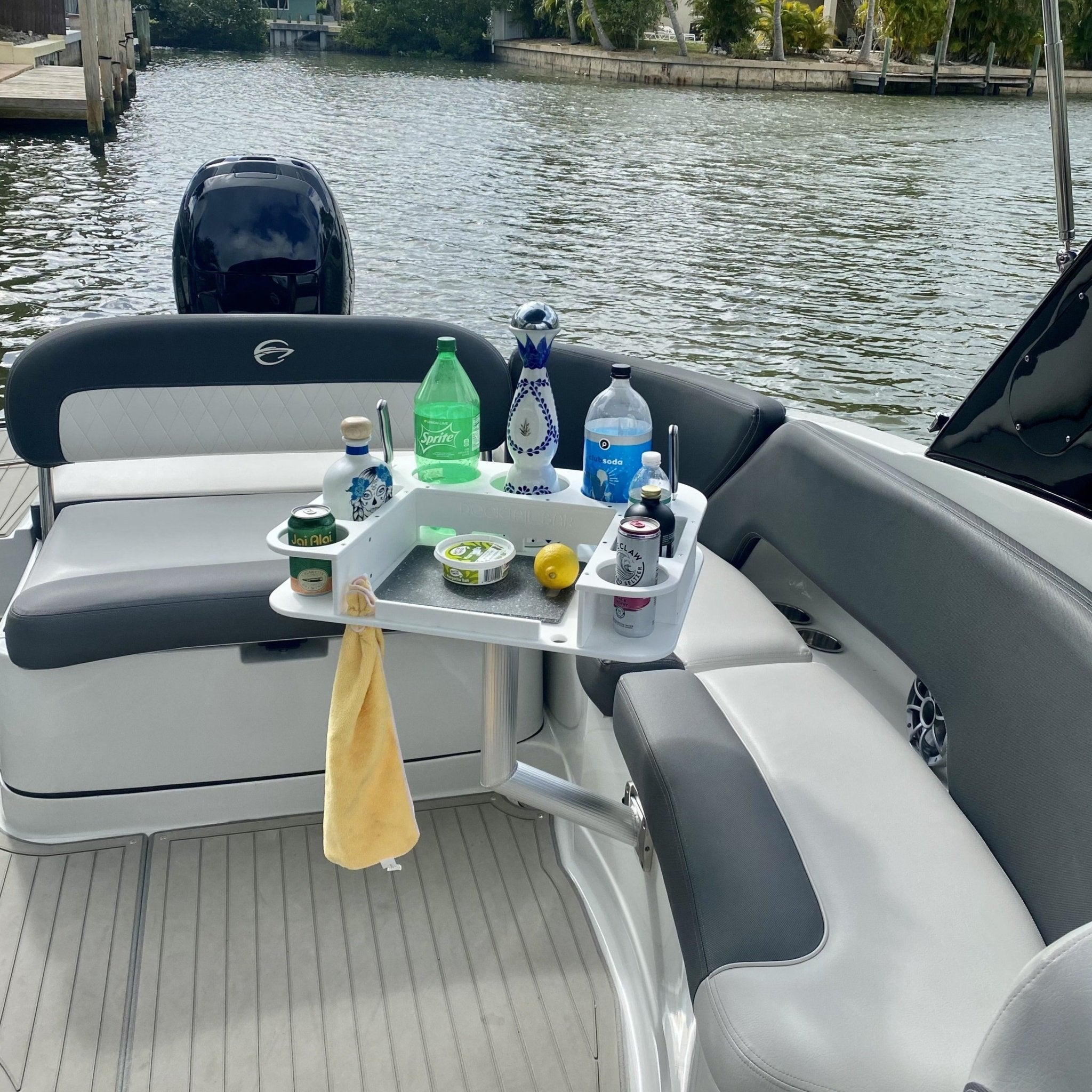 Docktail Butler Boat Table with Pedestal Table Attachment Options