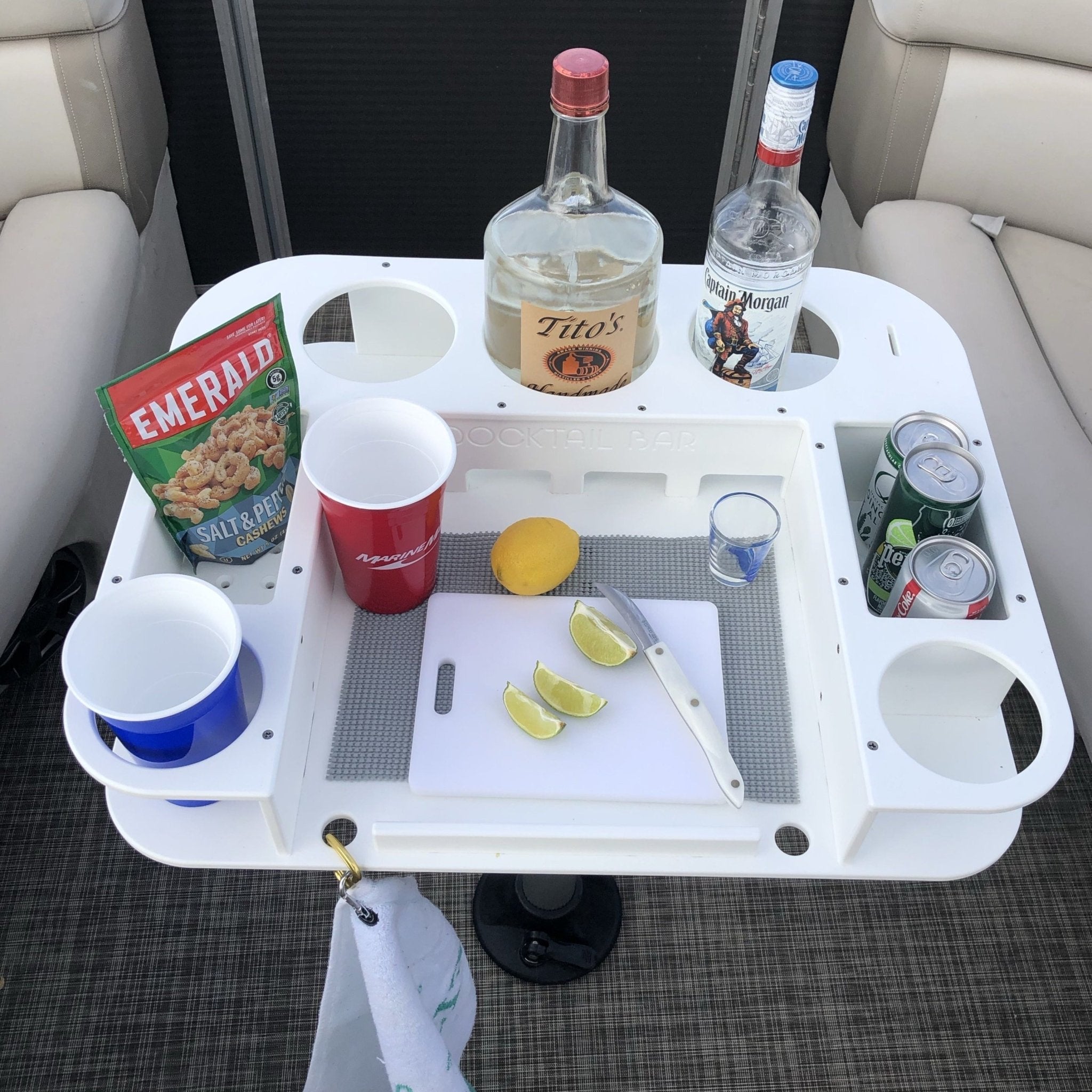 Docktail Butler Boat Table with Pedestal Table Attachment Options