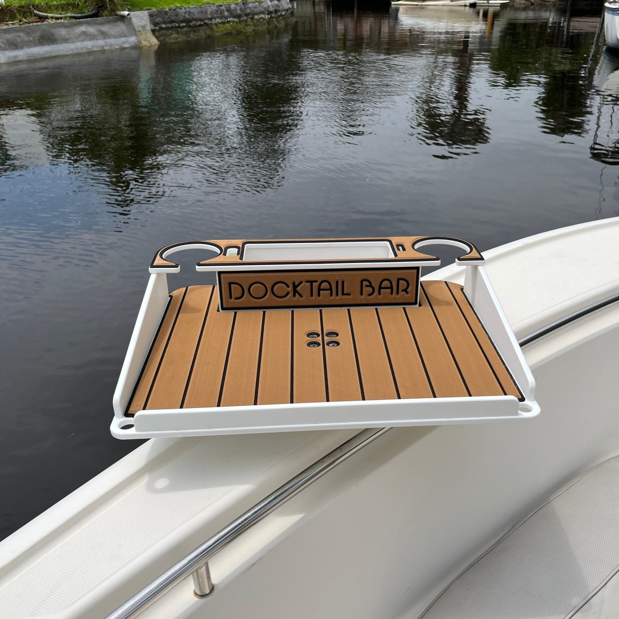 Docktail Utility Boat Table Accessory with Adjustable Rod Holder Mount