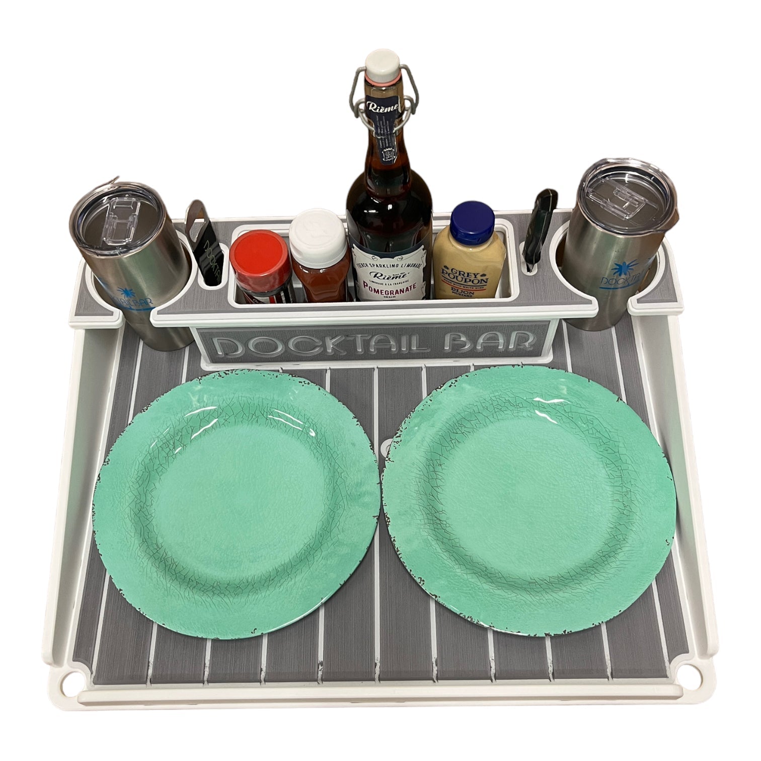 Docktail Utility Boat Table Accessory with Adjustable Rod Holder Mount