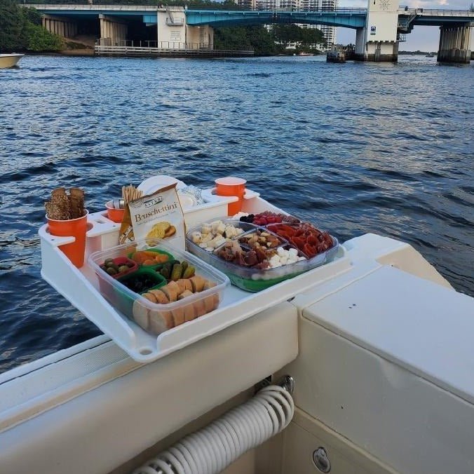 Docktail Utility Boat Table Accessory with Adjustable Rod Holder Mount