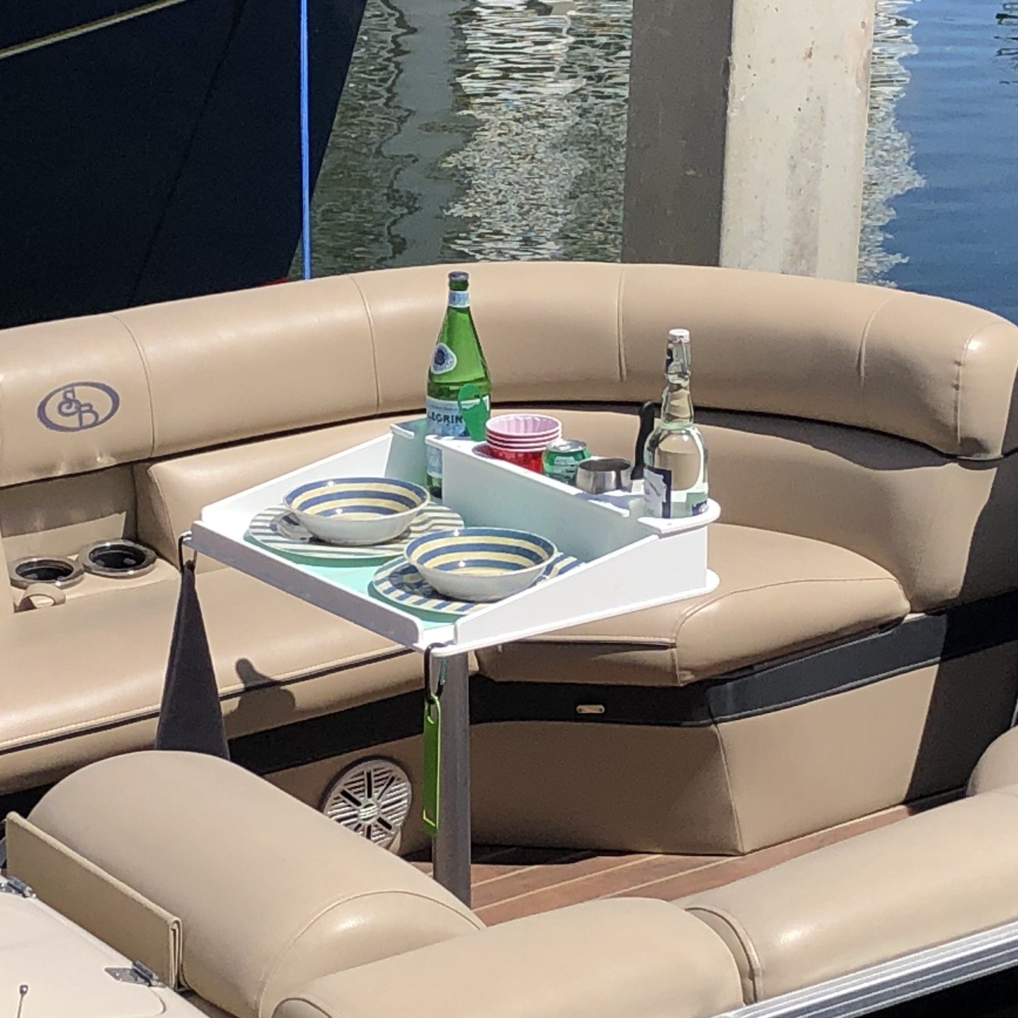 Docktail Utility Boat Table with Pedestal Table Attachment Options