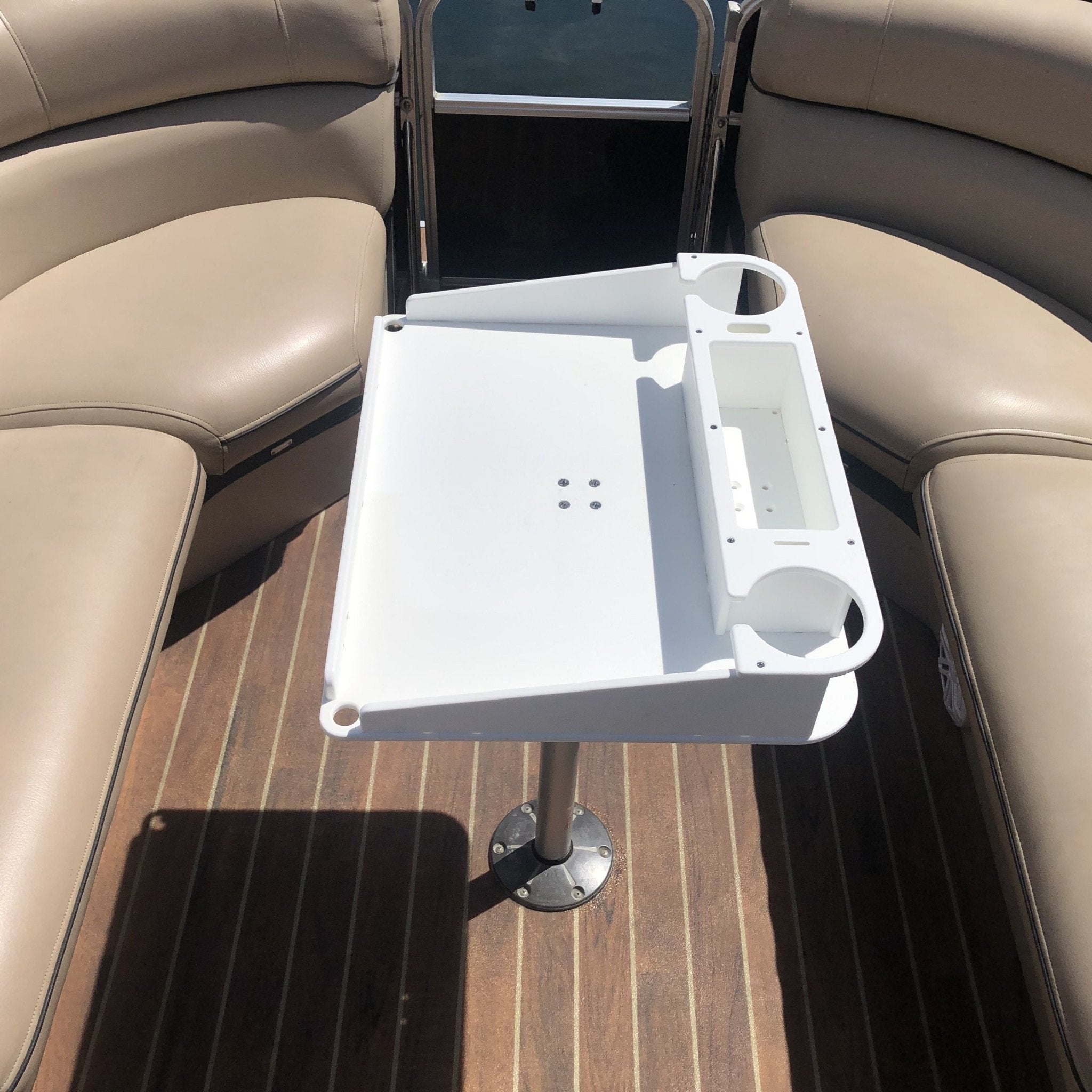 Docktail Utility Boat Table with Pedestal Table Attachment Options