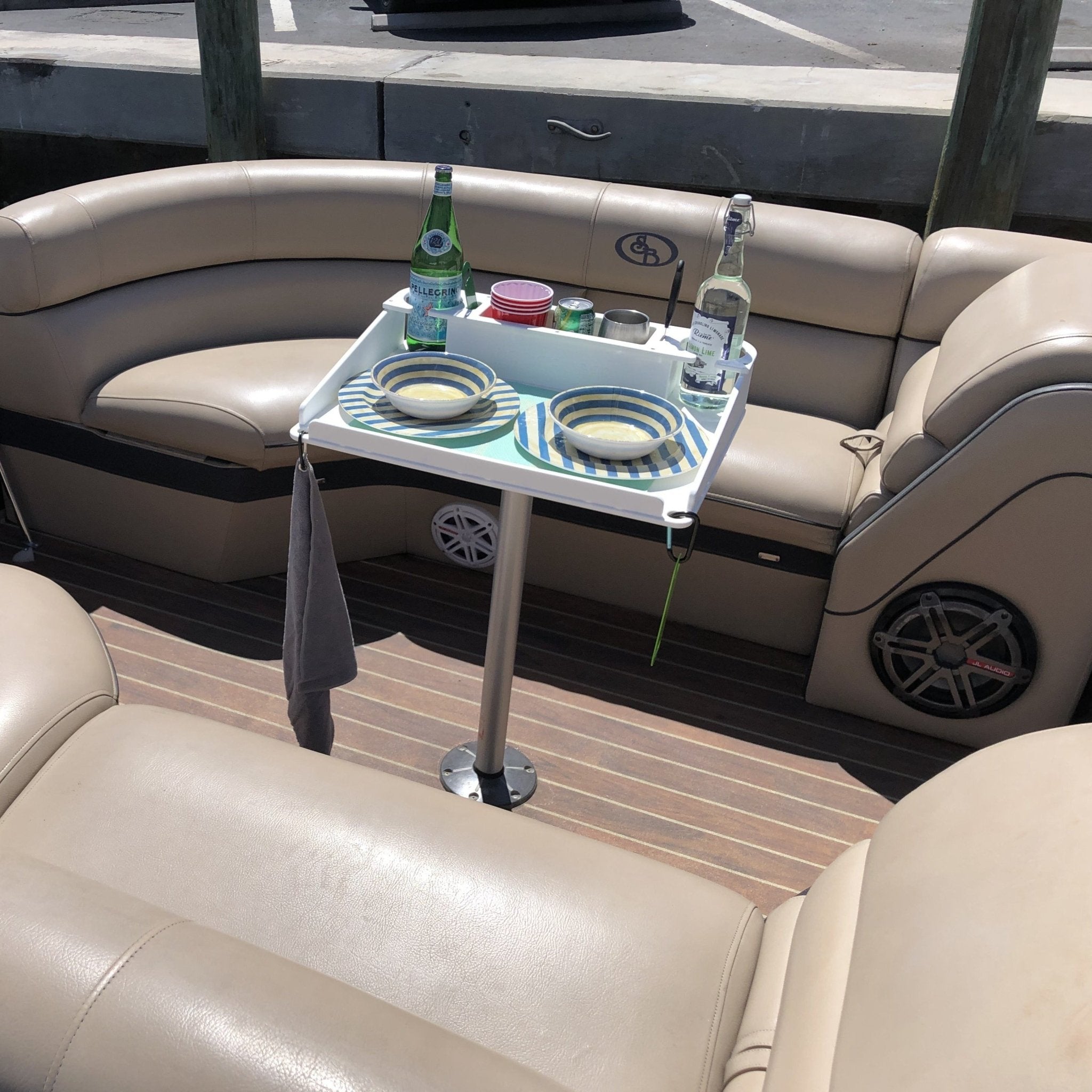 Docktail Utility Boat Table with Pedestal Table Attachment Options