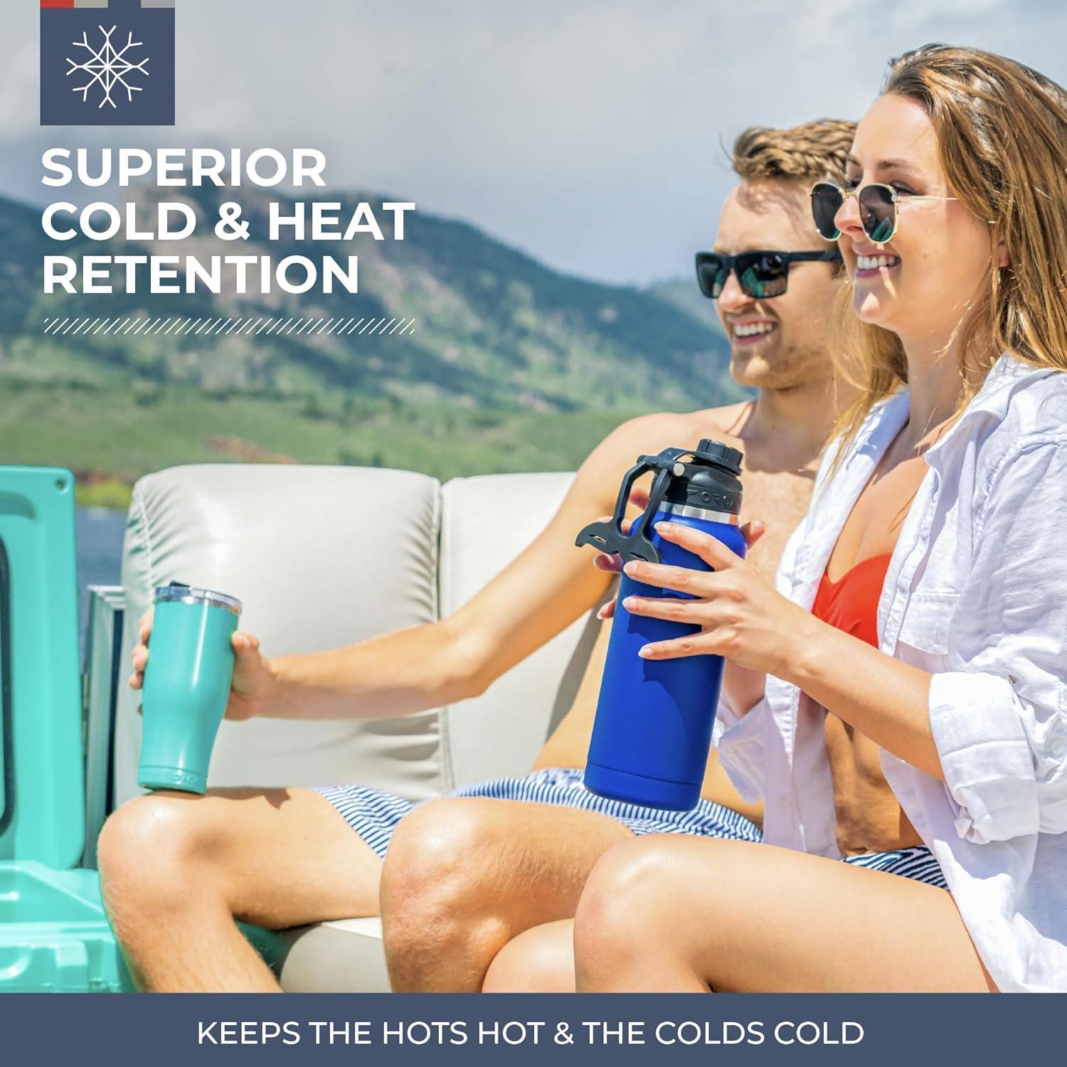 HYDRA™ 34OZ Water Bottle with Powder Coat Finish & Silicone Grip Whale Tale Handle