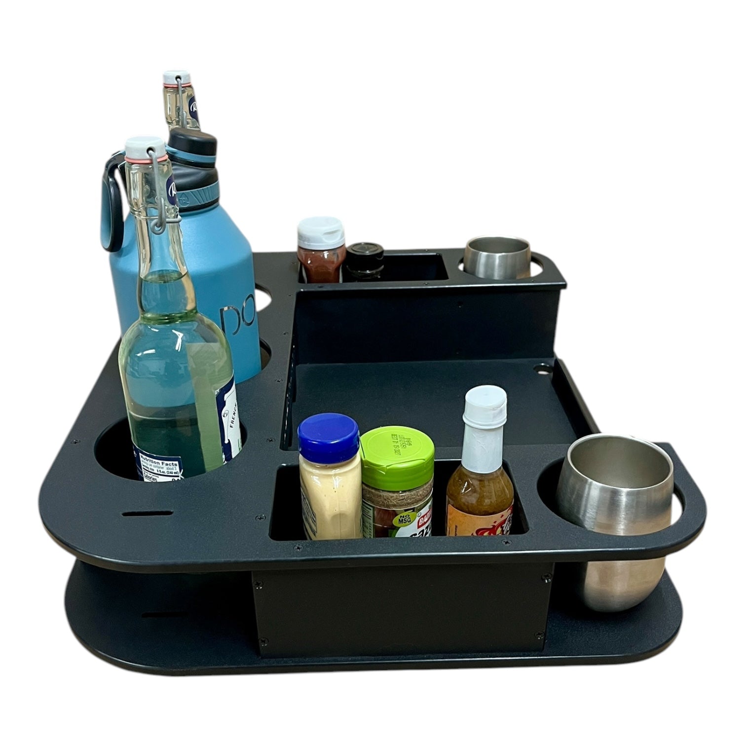 Midnight Series - Docktail Butler Boat Table with Adjustable Rod Holder Mount