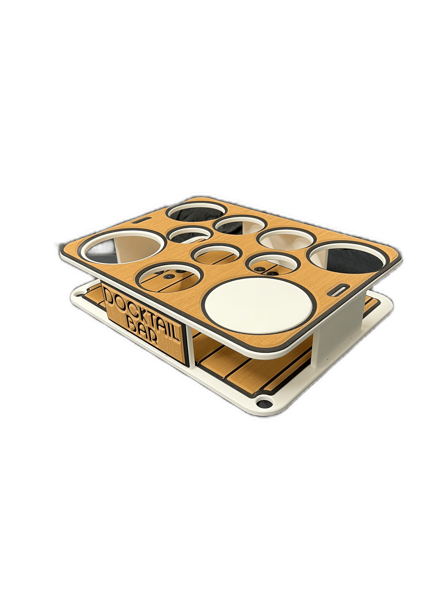 The Docktail Boat Table Caddy plus Bait Table Includes All Angle Adjustable Rod Holder Mount